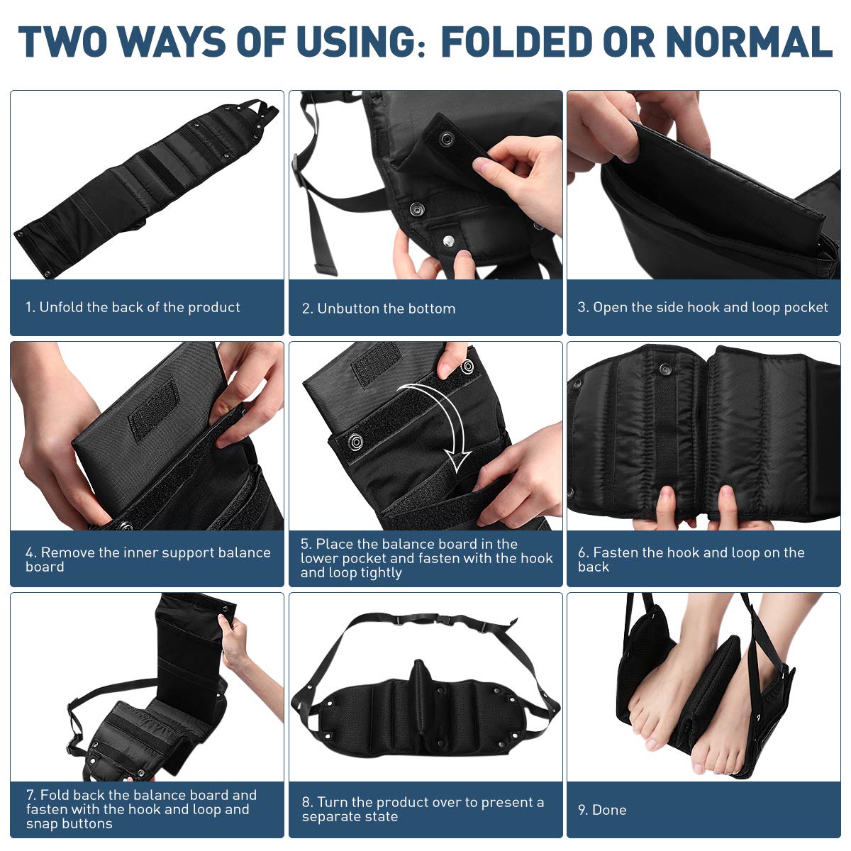**Healifty Adjustable Footrest Hammock - Under Desk Foot Support Pad for Office & Airplane Travel - Ergonomic Foot Divider for Comfort (Black) - Perfect for Work, Study & Long Flights**