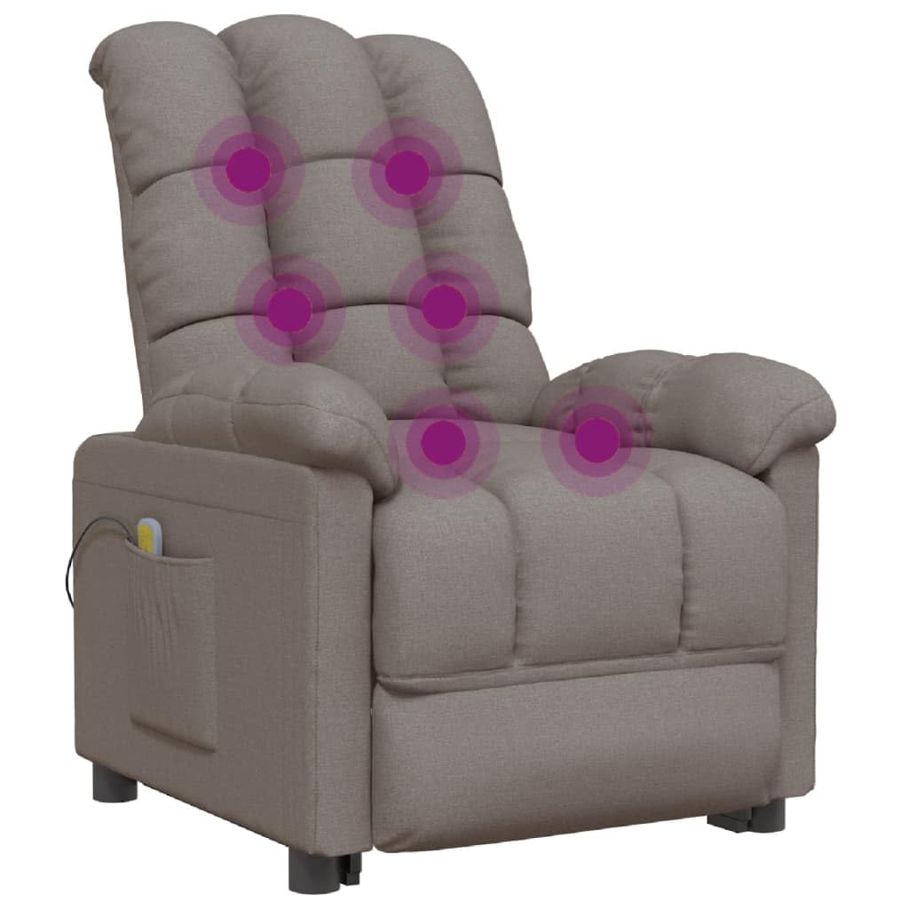 vidaXL Modern Fabric Massage Recliner Chair in Taupe - Ergonomic Relaxation Therapy with Comfortable Padding & Easy-Clean Fabric | Perfect for Living Room, Home Theater & Stress Relief