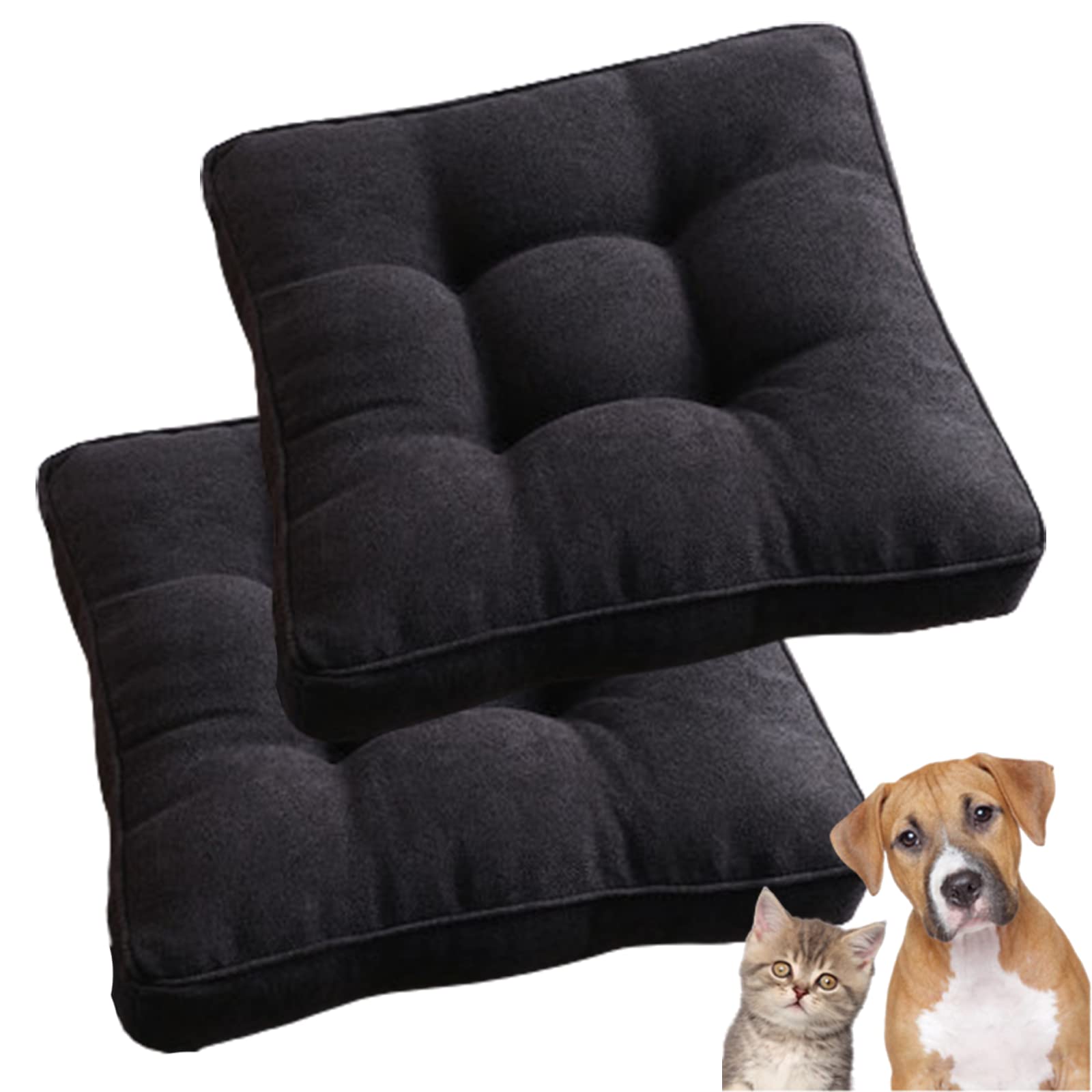 Velvet Soft Square Chair Cushion with Ties - 18 Inch Dining Chair Pads Set of 2, Warm Seat Cushions for Kitchen, Dining Room & Office Chairs - Cozy Home Decor Accessory