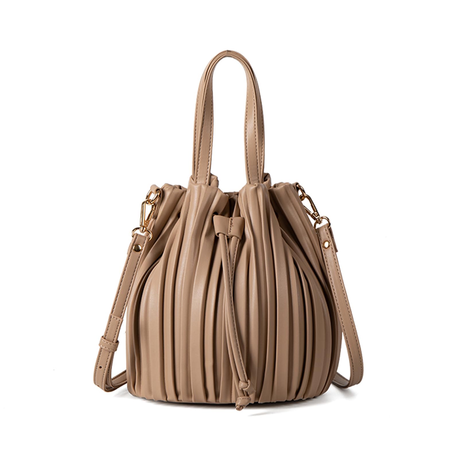 Stylish Mini Leather Bucket Bags for Women - Drawstring Crossbody Purse & Pleated Shoulder Handbag | Perfect for Daily Use, Travel & Shopping