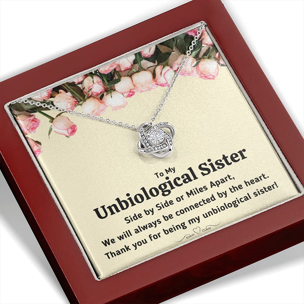 Heartfelt 'Connected by the Heart' Love Knot Necklace Gift Set with Message Card & Gift Box - Perfect for Best Friends, Soul Sisters & Unbiological Sisters - Ideal for Birthdays, Anniversaries & Friendship Day Gifts