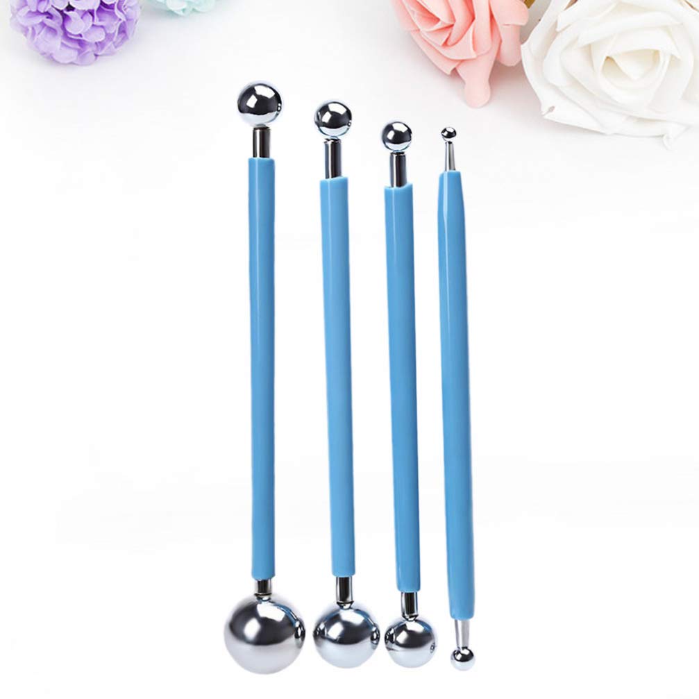 4-Piece Metal Fondant Cake Decorating Tools Set - DIY Gumpaste Modeling Clay Sculpting Kit for Professional Cake Design | Perfect for Birthday, Wedding & Baking Projects