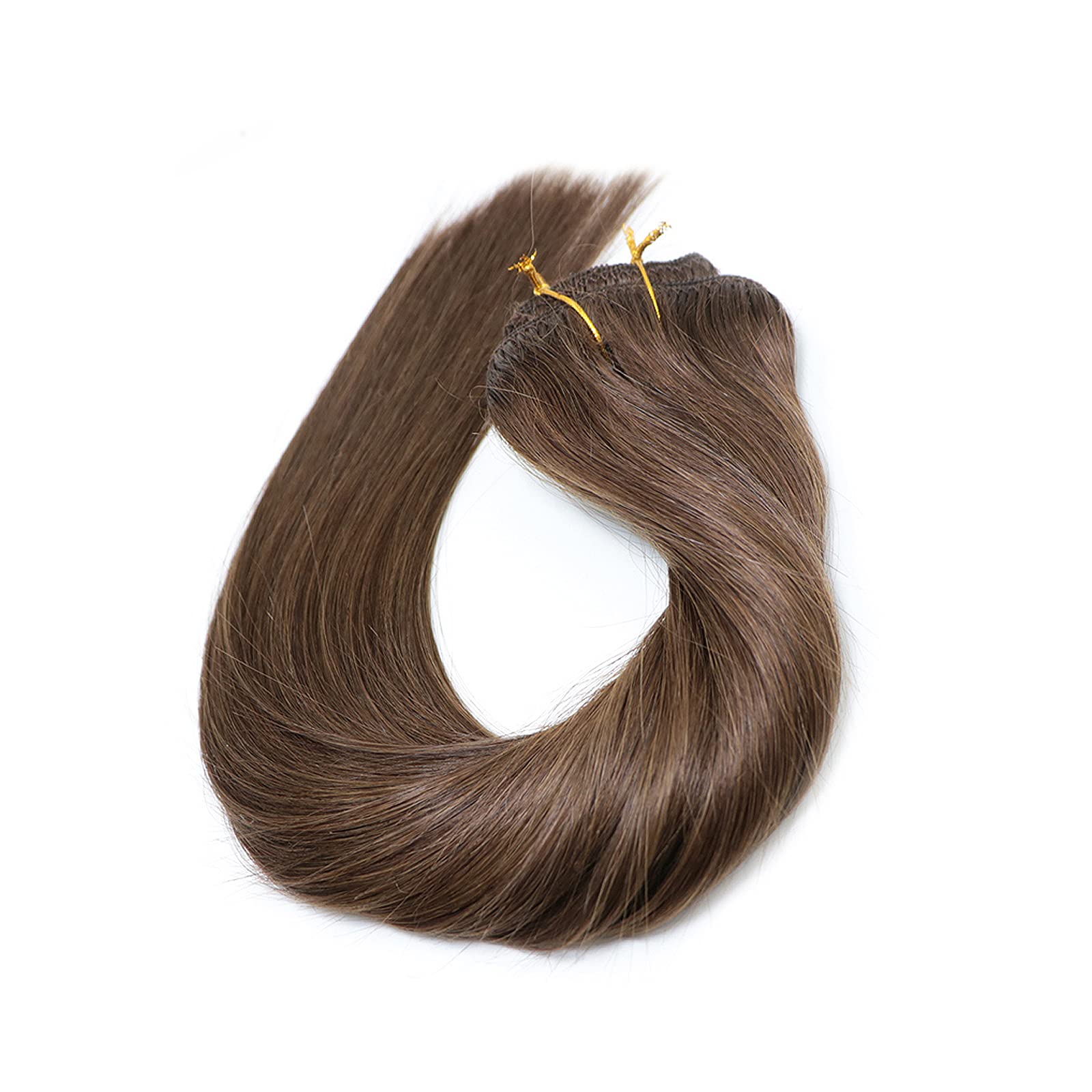 Clip-in Human Hair Extensions 20 Inch - 2 Sets Chocolate Brown Remy Hair (7 Pieces, 70g Double Weft Straight) for Women | Perfect for Volume Boost, Length Extension & Everyday Styling