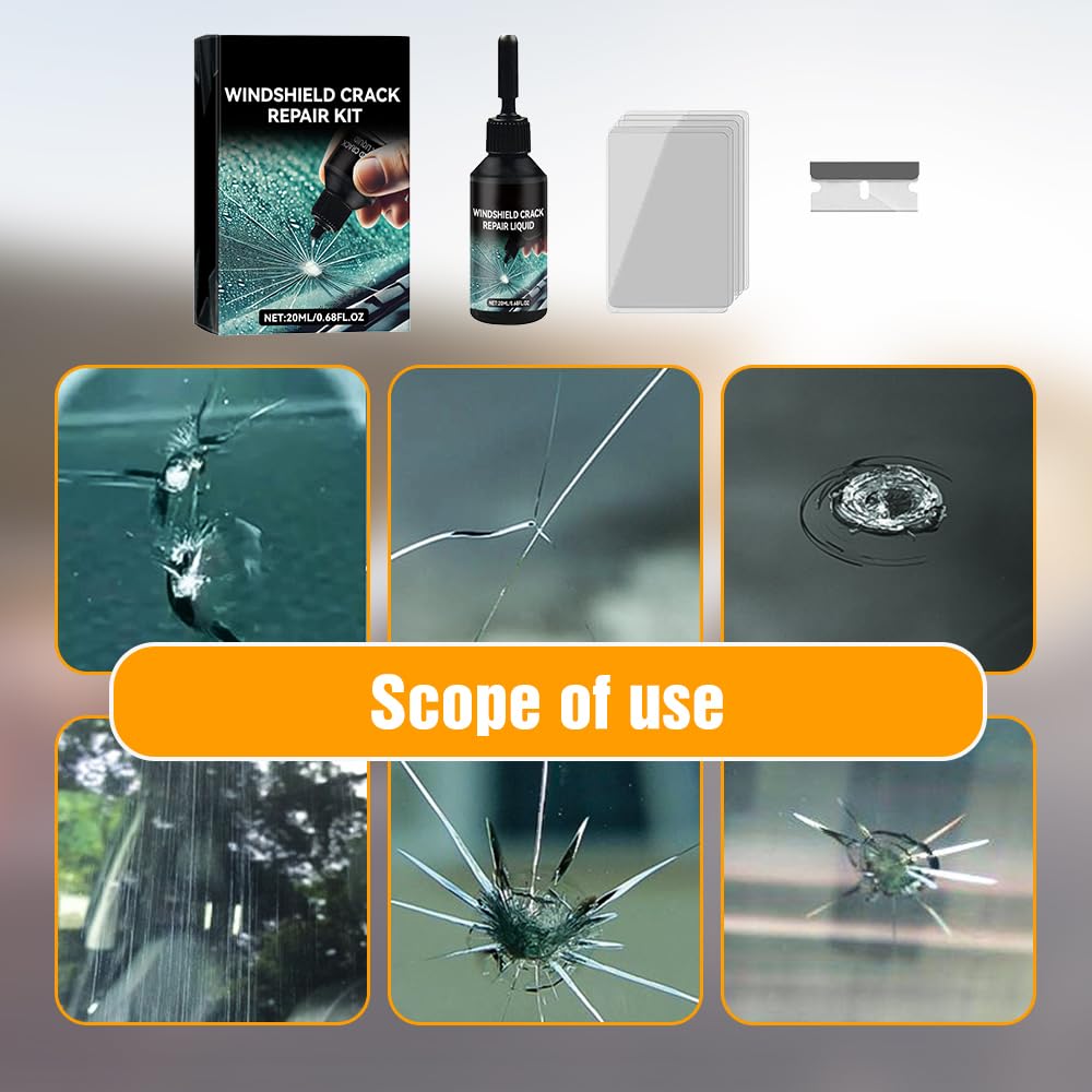 2025 Premium Windshield Crack Repair Kit - 2 Sets, Fast-Acting Glass Repair Fluid for Cars & Trucks, DIY Automotive Windscreen Fix Tool - Perfect for Road Trips, Daily Commutes & Emergency Repairs