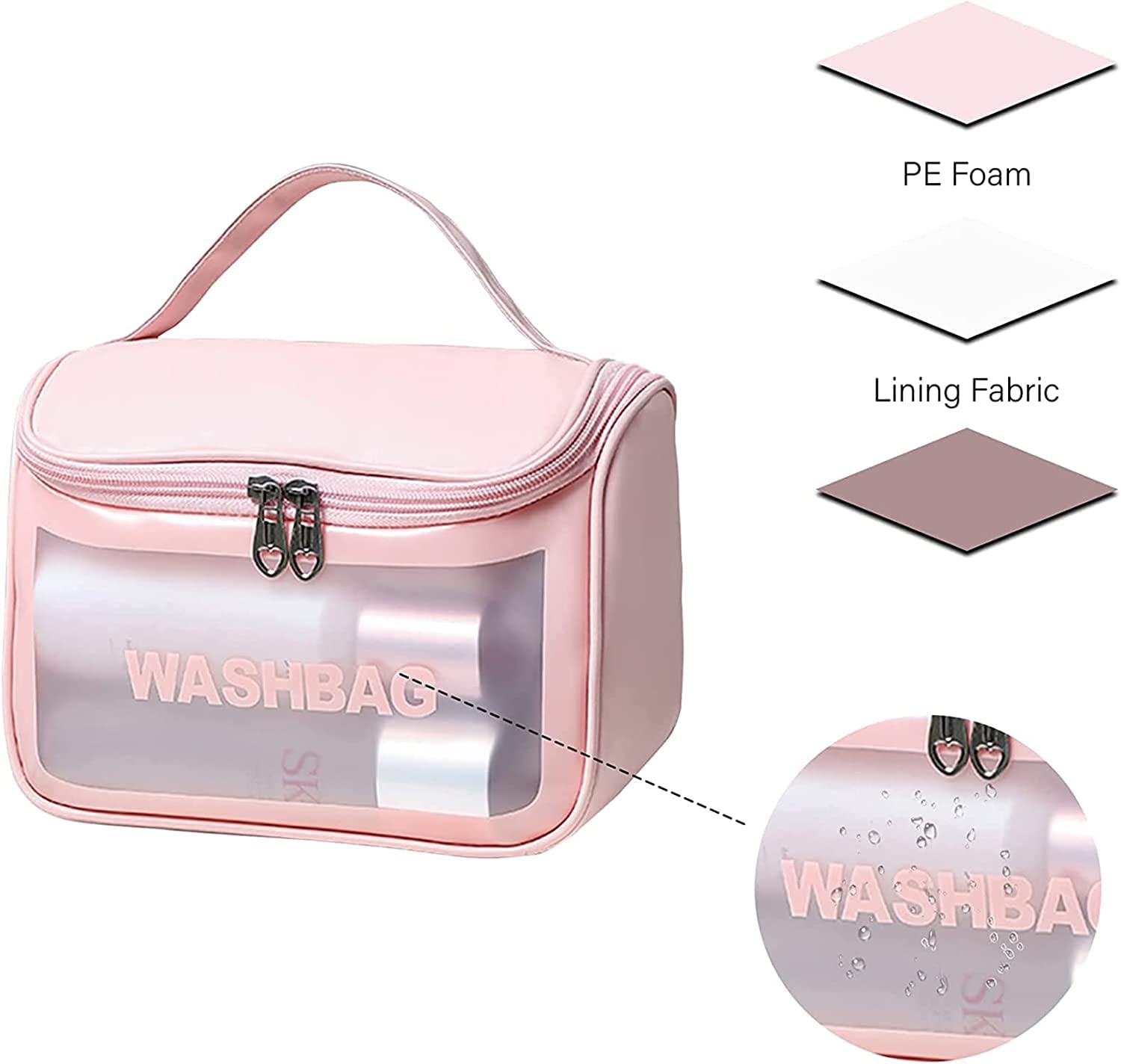 Xelvix Waterproof Zippered Cosmetic Organizer Bag for Women - Travel Makeup Pouch for Cosmetics, Brushes & Accessories (13.5cm, Pink) | Perfect for Travel, Gym & Daily Use