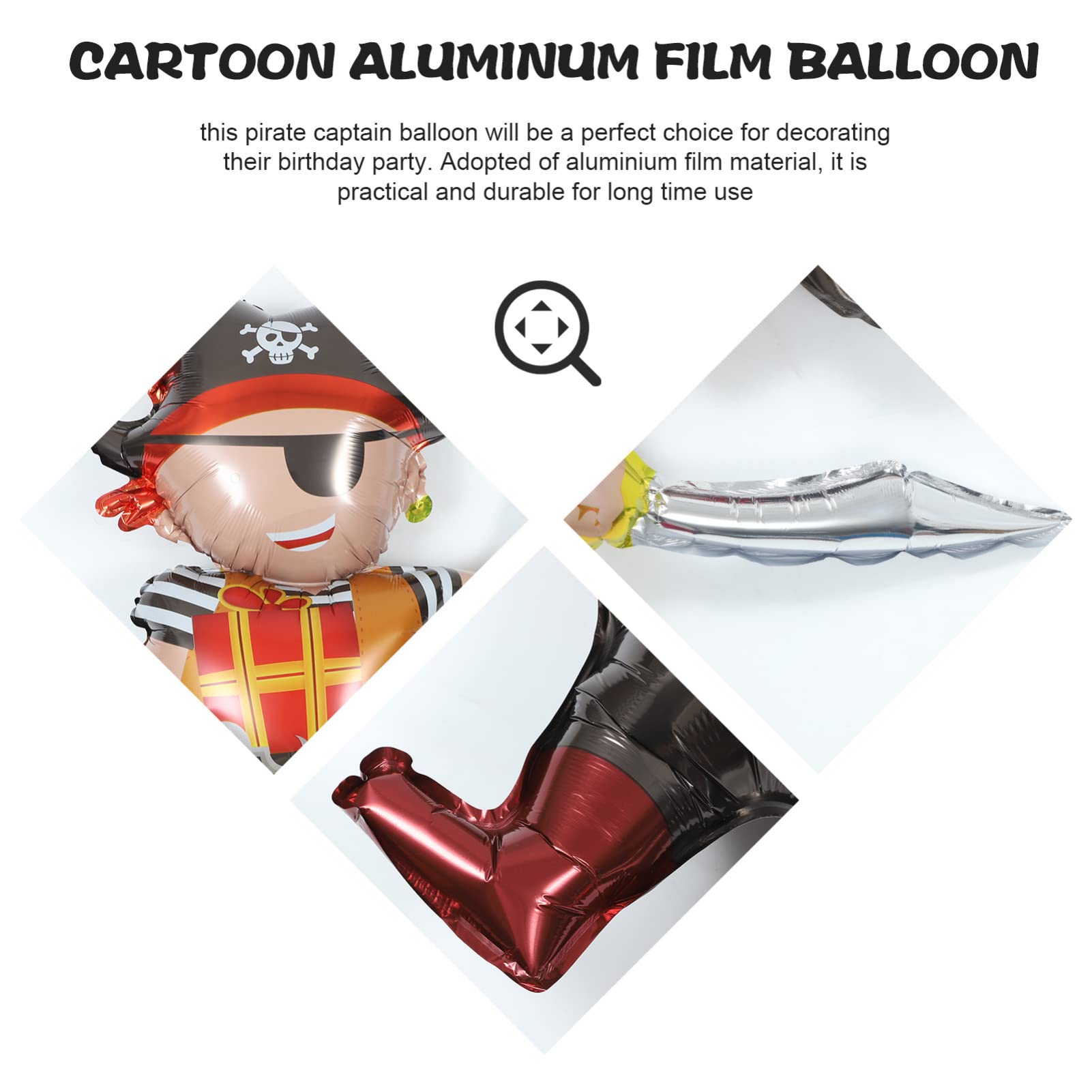 3pcs Pirate Captain Balloon Set - Aluminum Foil Balloons for Pirate Themed Birthday Party Decorations | Perfect for Boys' Birthday, Wedding, and Pirate Party Decor