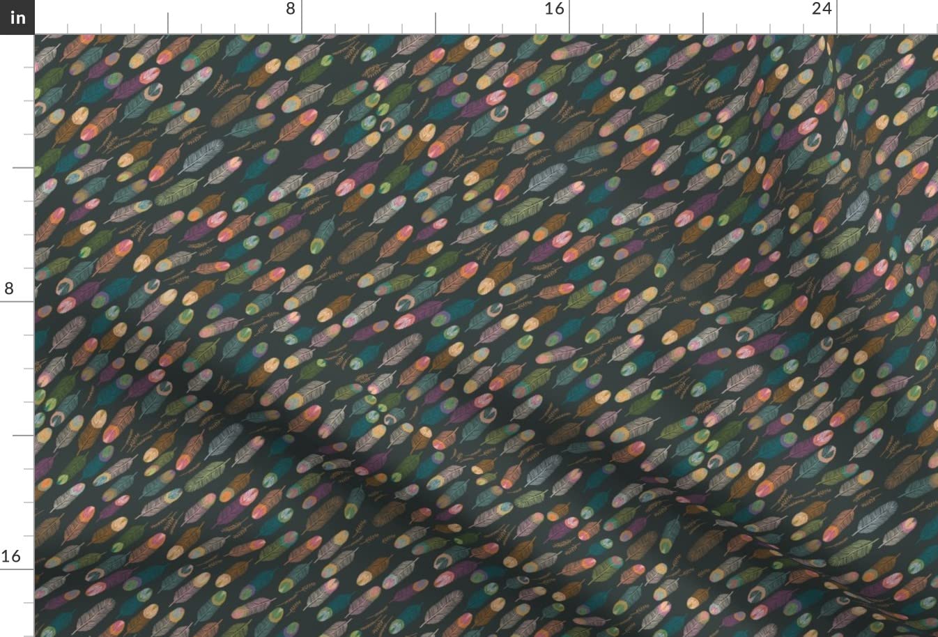 Charcoal Feather Boho Bohemian Dark Printed Minky Fabric Fat Quarter - Soft Plush Material for Sewing Baby Blankets, Quilt Backing & DIY Plush Toys - Perfect for Nursery Decor, Craft Projects & Home Accessories