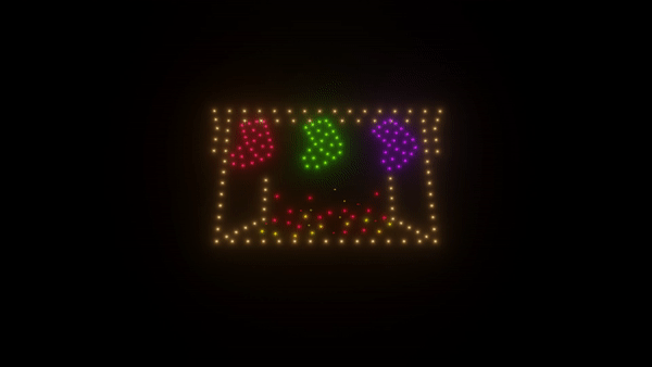 200 Drones for Stunning Fireplace Animation - Perfect for Holiday Light Shows, Events, and Aerial Displays