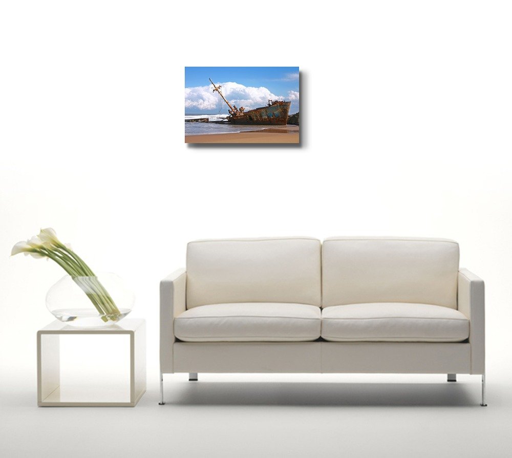 Shipwreck with Clouds and Beach Canvas Print - 12