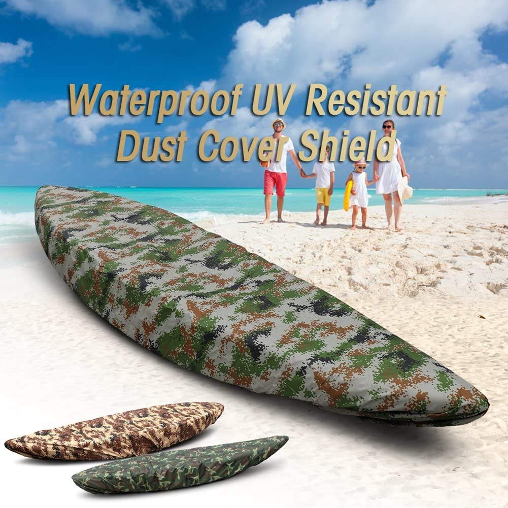 **Universal Camouflage Kayak Cover - Waterproof, UV-Resistant, Dustproof Storage Shield for Fishing Boats, Kayaks & Canoes (8 Sizes, 4.65 oz) - Outdoor Gear for Kayaking, Fishing, Camping & RV Travel - Protect Marine Equipment from Sun, Rain & Dust**