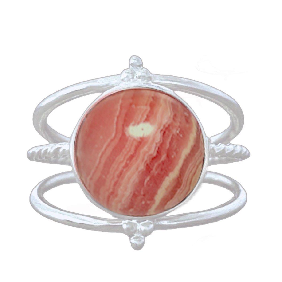 Laihas Free Spirit Rhodochrosite Ring for Women - Genuine Pink Gemstone Jewelry - Perfect for Boho Style, Gift Giving & Spiritual Healing