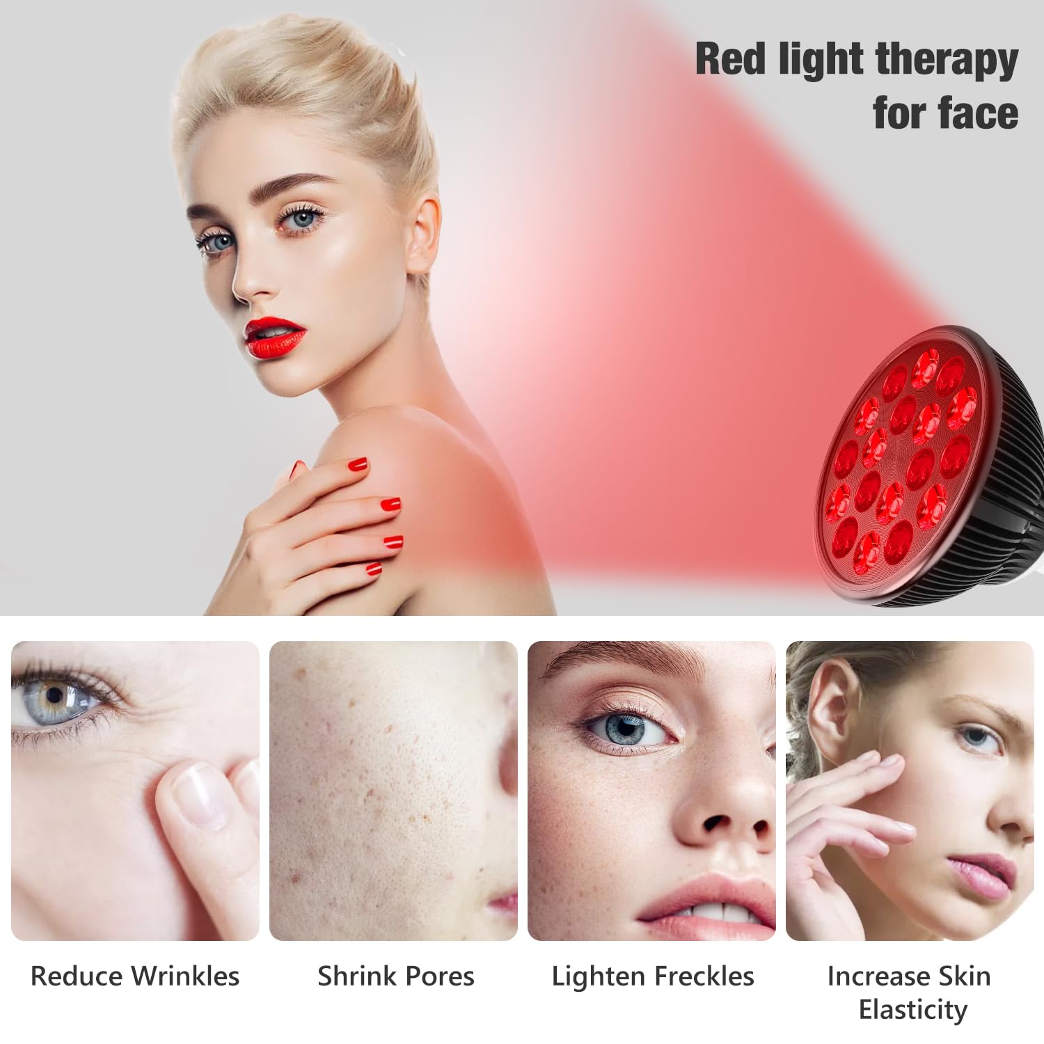 Red Light Therapy Lamp for Body and Face - 660nm Red & 850nm Near Infrared Light Combo - 36W LED Therapy Device with Adjustable Stand (15-61in) - Perfect for Pain Relief, Skin Rejuvenation & Muscle Recovery at Home