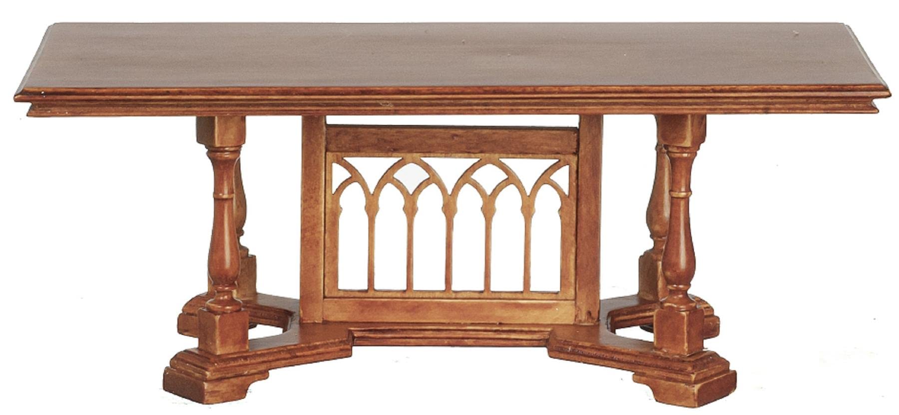 Melody Jane 1:12 Scale Miniature Walnut Dollhouse Dining Table - Jacobean Style Trestle Table for Dolls Houses - Perfect for Dollhouse Dining Room, Collectors & Miniature Enthusiasts