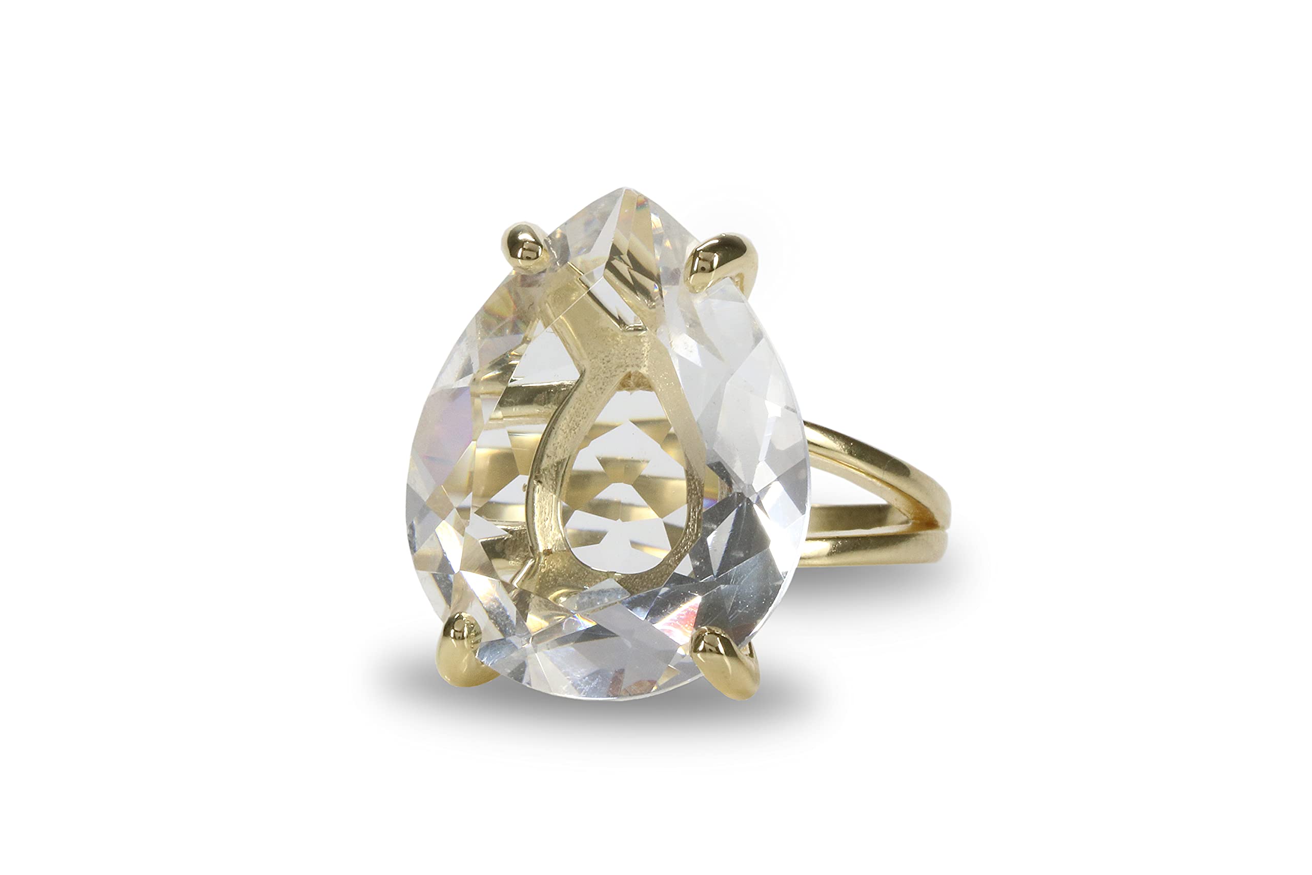 14K Gold-filled Clear Quartz Ring - Handmade Wedding, Birthday, Promise & Everyday Jewelry - Engraving Available with Gift Box | Perfect for Anniversaries, Proposals & Special Occasions