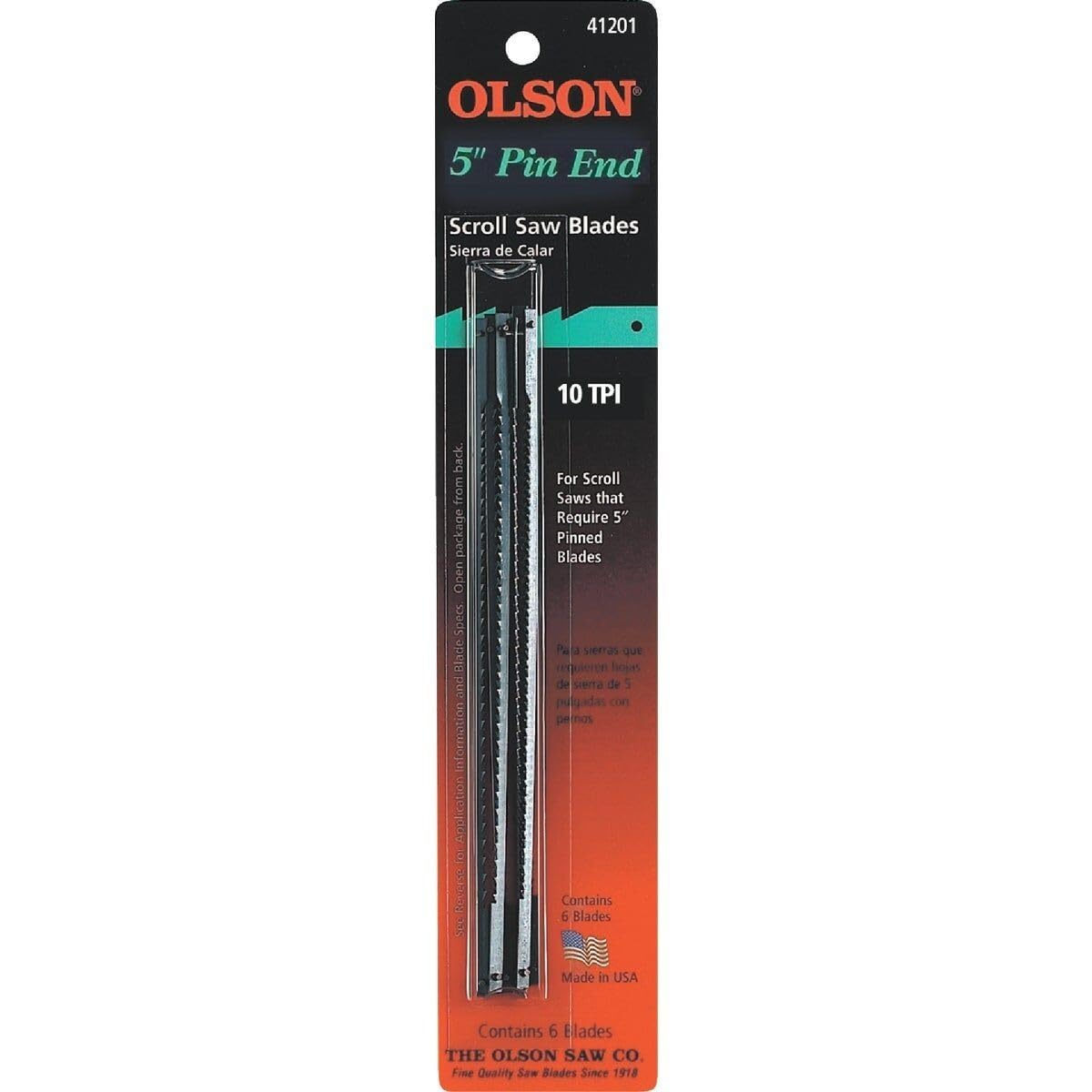 Olson Saw SC41201 Pin End Scroll Saw Blades - Precision Woodworking Tools for Detailed Cuts & Craft Projects | Perfect for DIY, Hobbyists & Professional Woodworkers