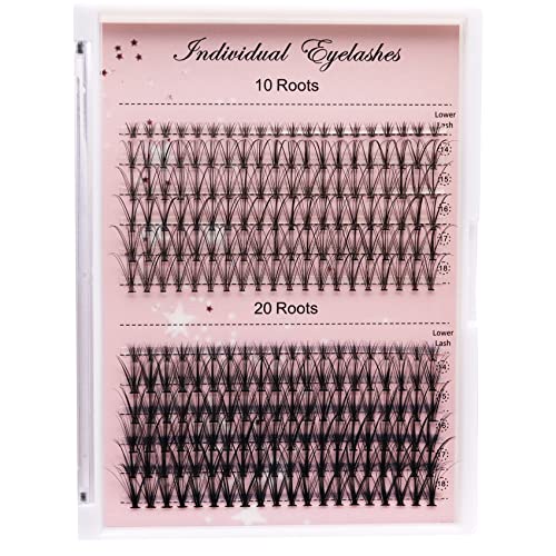 Premium 10D/20D Individual Eyelash Extensions - 14-18mm Mixed Lengths, 0.1/0.07mm D Curl Lash Clusters - 240pcs Professional Lash Kit for Salon & Home Use - Natural Volume Lashes for Weddings, Parties & Daily Wear