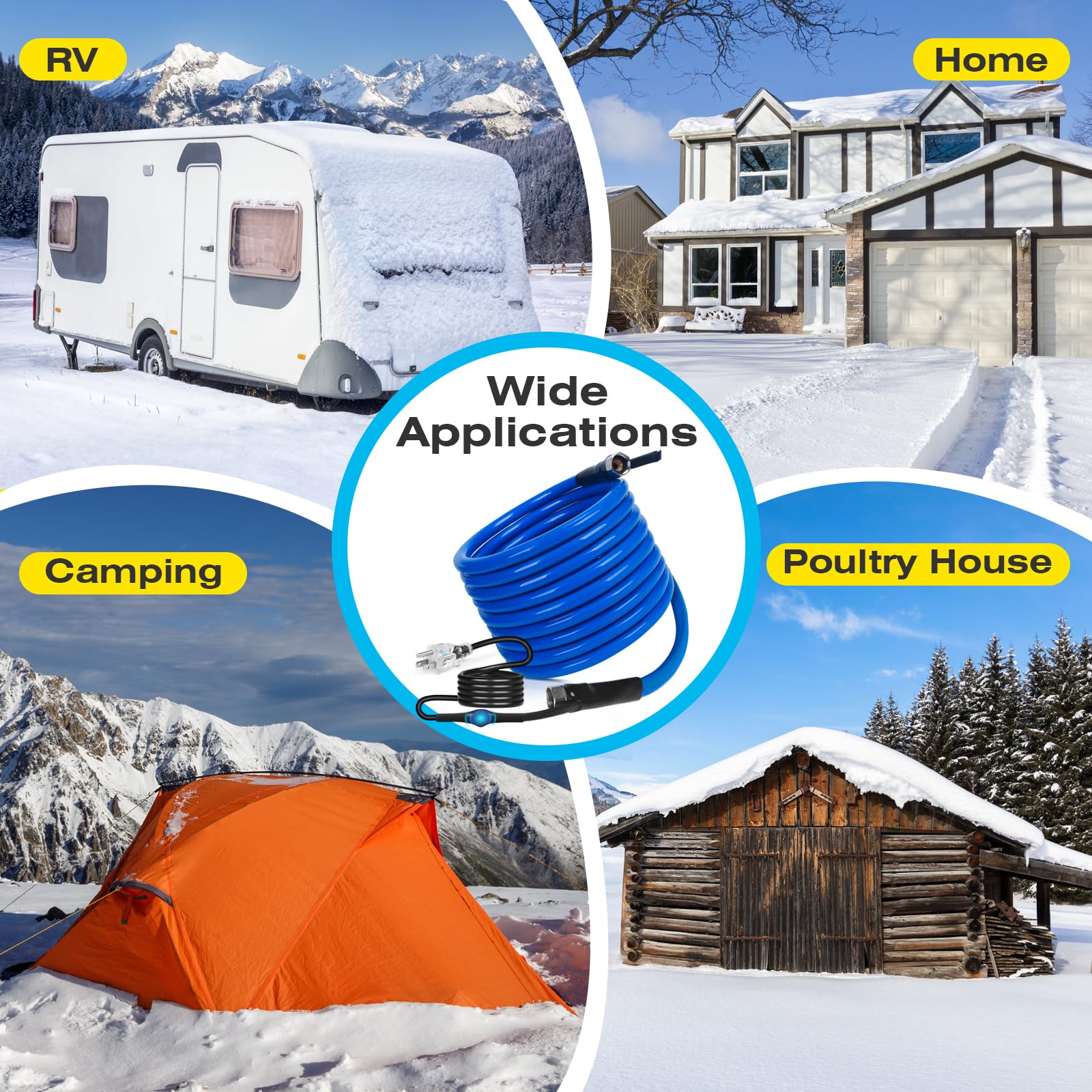 100FT Heated Water Hose for RV - Lead & BPA Free, Thermostat Controlled Drinking Water Hose, 1/2