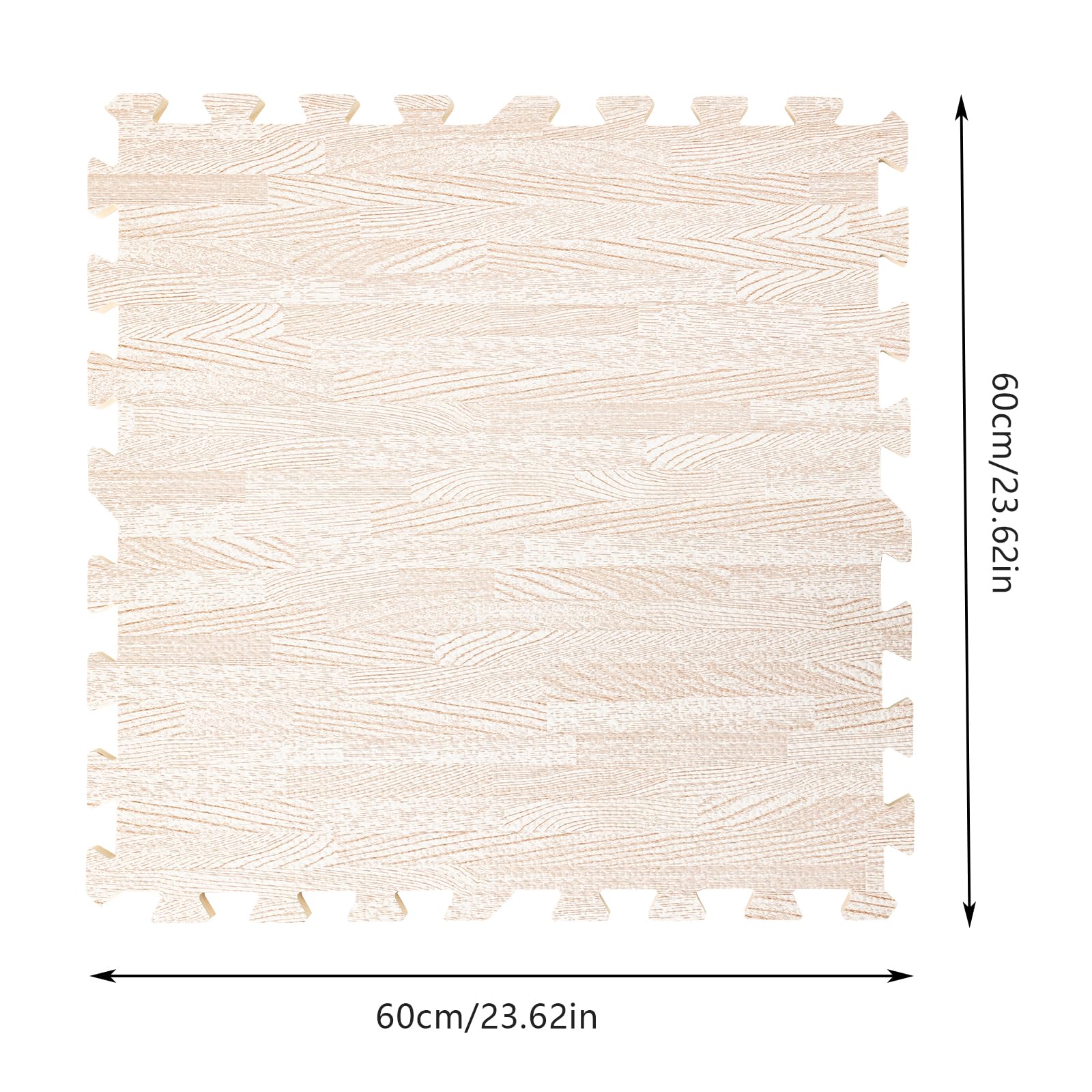 Premium 3/8 Inch Thick Wood Grain Foam Floor Tiles - 25-Piece Interlocking Foam Mats for Playroom, Gym & Home Office - Non-Slip Puzzle Mat (24