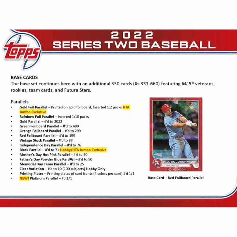 2022 Topps Series 2 Baseball Hobby Box - 24 Packs (14 Cards Each) + 1 Exclusive Silver Pack | MLB Trading Cards Collection for Collectors & Fans | Perfect for Sports Memorabilia Displays & Fantasy Baseball Drafts