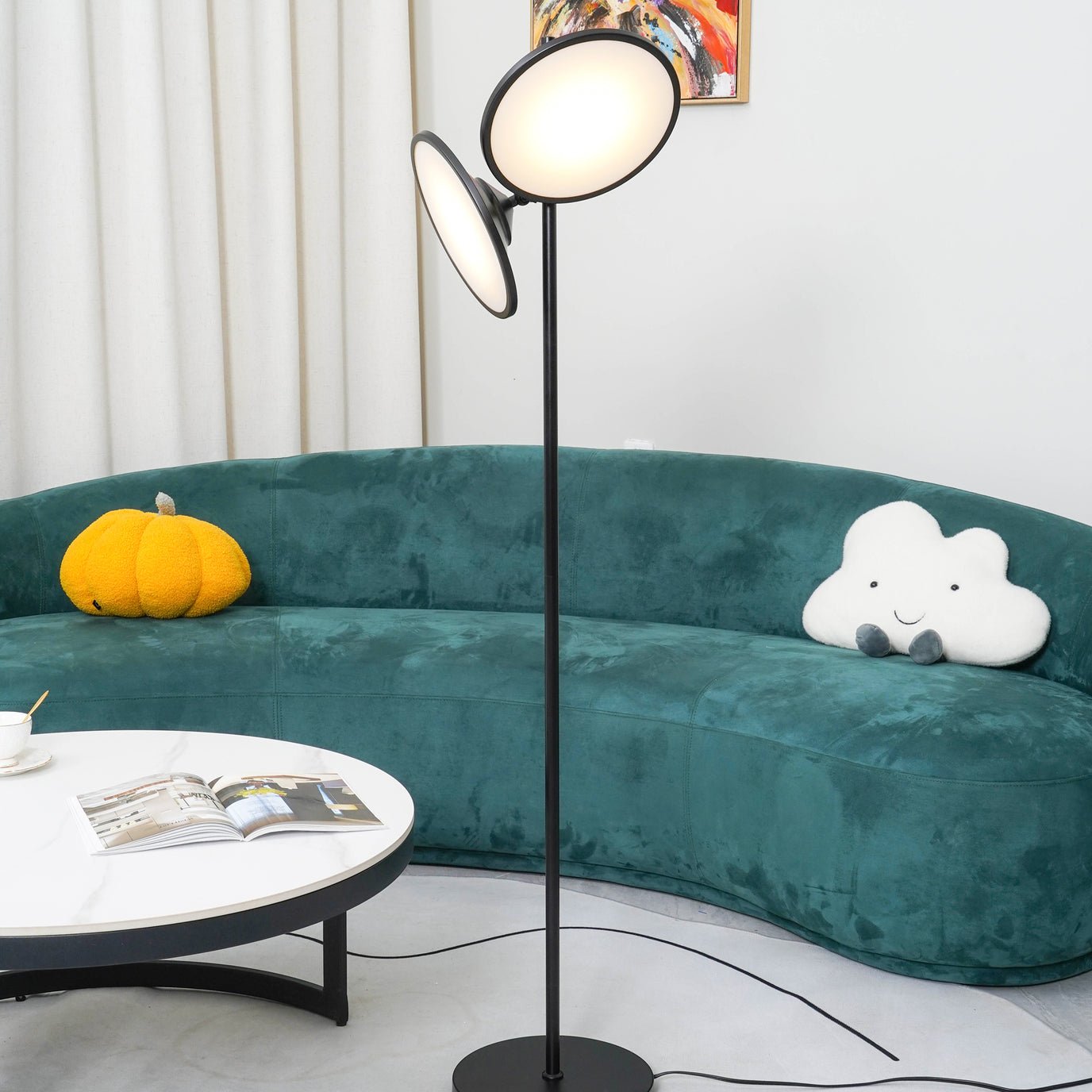 Modern Bulat Floor Lamp - Adjustable LED Standing Light for Living Room, Bedroom, Office - Warm White & Cool White Dimmable Lighting for Reading, Relaxing & Decor