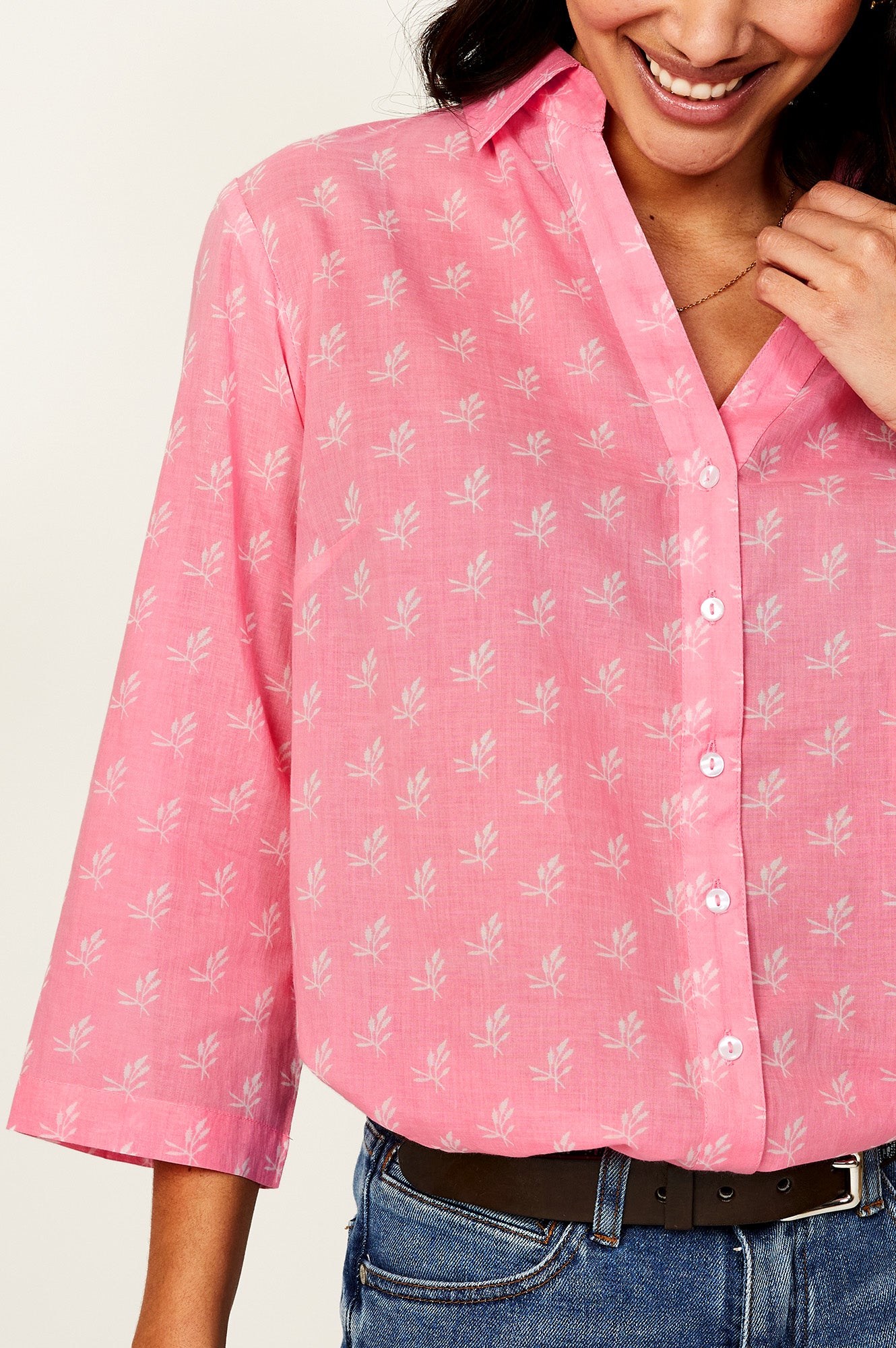 Cecilia Shirt for Women - Soft Cotton Blouse in Pink & White | Perfect for Office Wear, Casual Outfits & Date Nights
