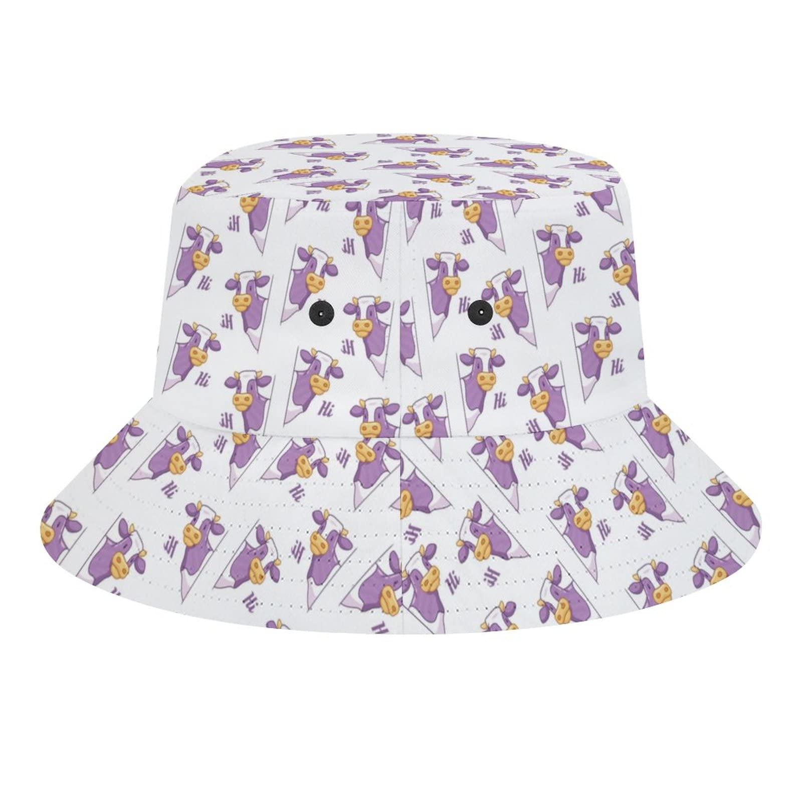 **Stylish Unisex Cow Print Bucket Hat - Breathable Cotton Summer Sun Hat for Women, Men & Teens - Packable Travel & Outdoor Cap for Beach, Fishing, Hiking**