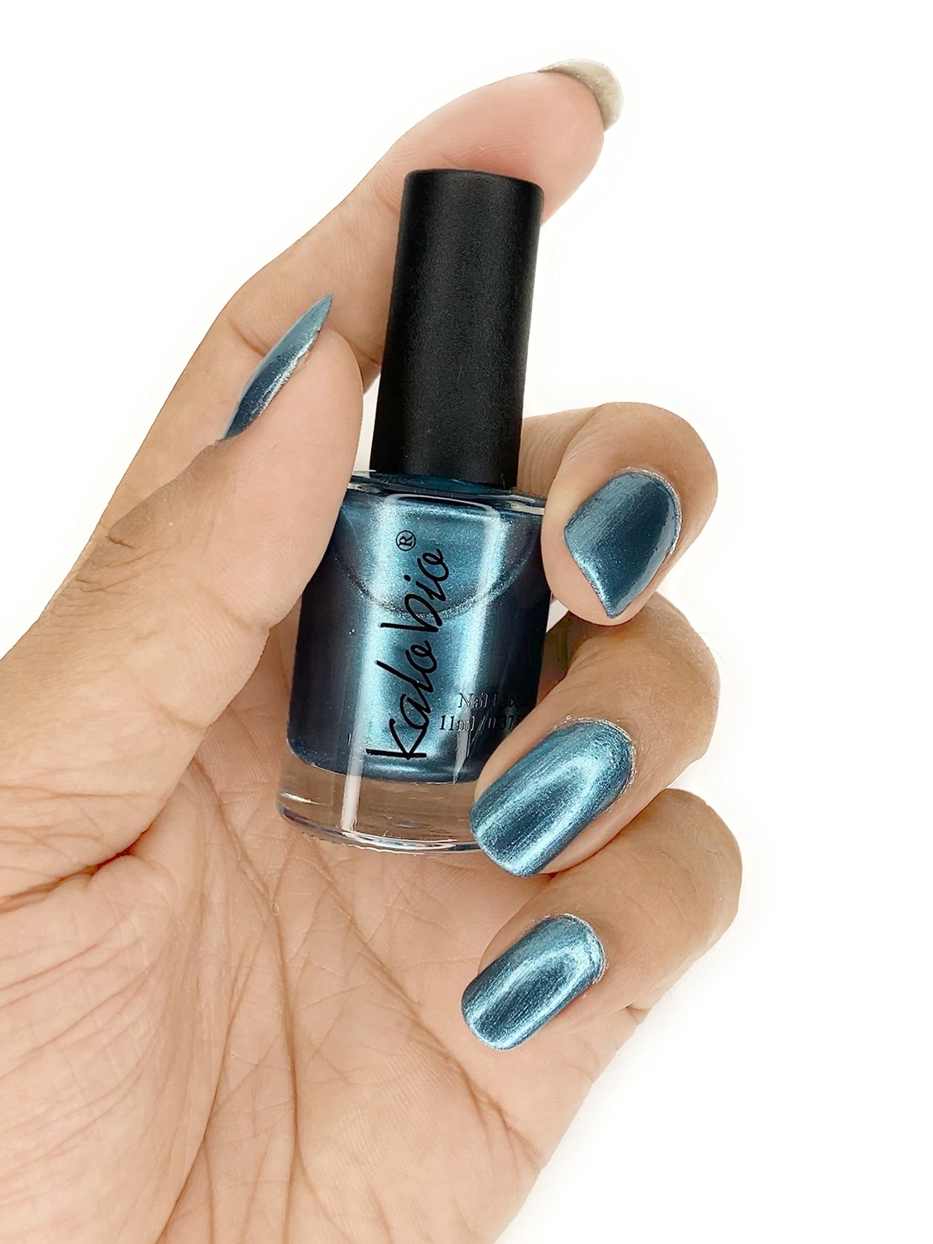 KALOBIO Metallic Nail Polish - Cobalt Blue M25, Shiny Metallic Finish, 11ml Bottle for Professional Salon & Home Manicure