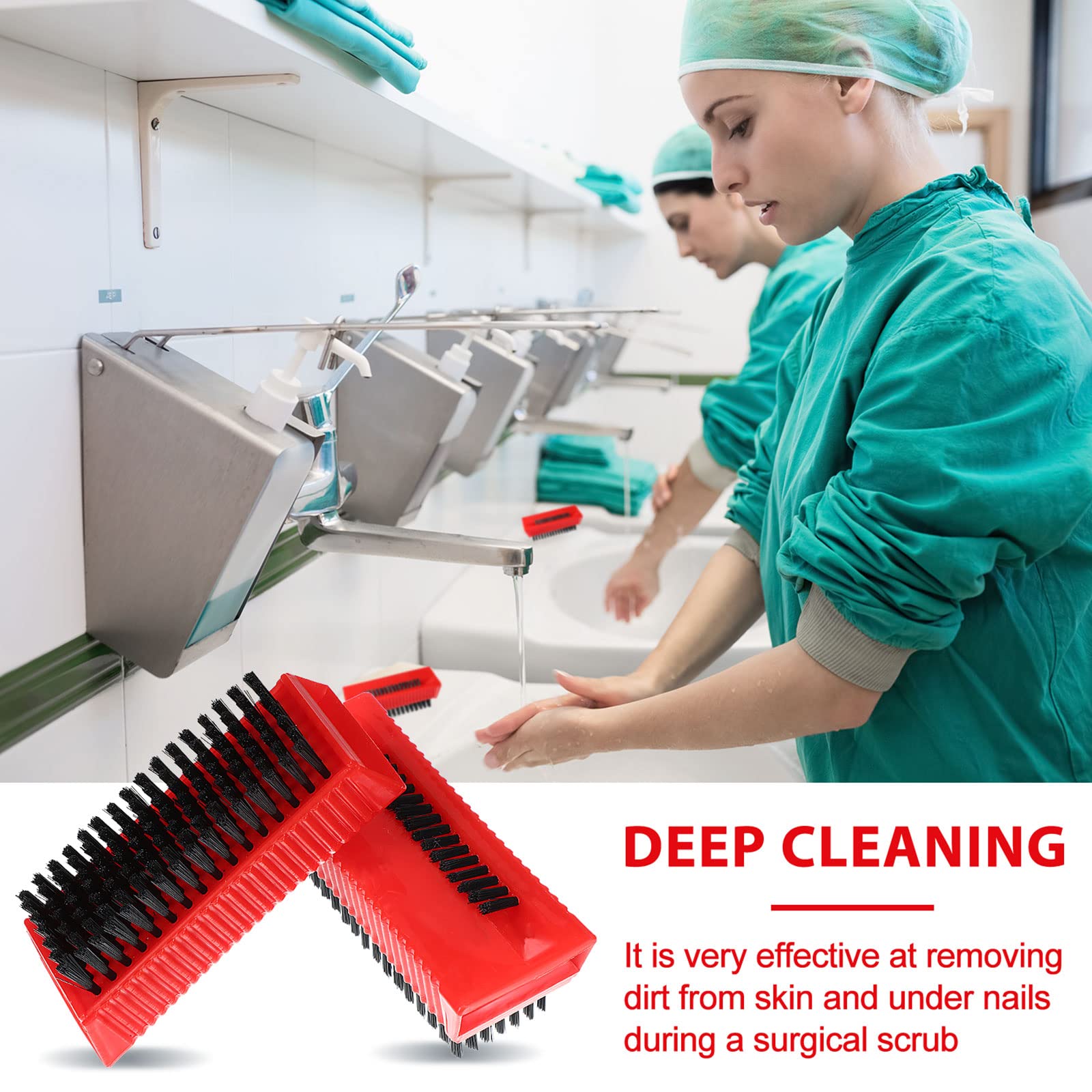 BOAO 5-Pack Soft Nail Cleaning Brushes - Reusable Hand Scrub Brushes for Men, Women & Kids - Gentle Plastic Fingernail Brush Set (Red & Black) - Perfect for Salon, Home & Travel Use