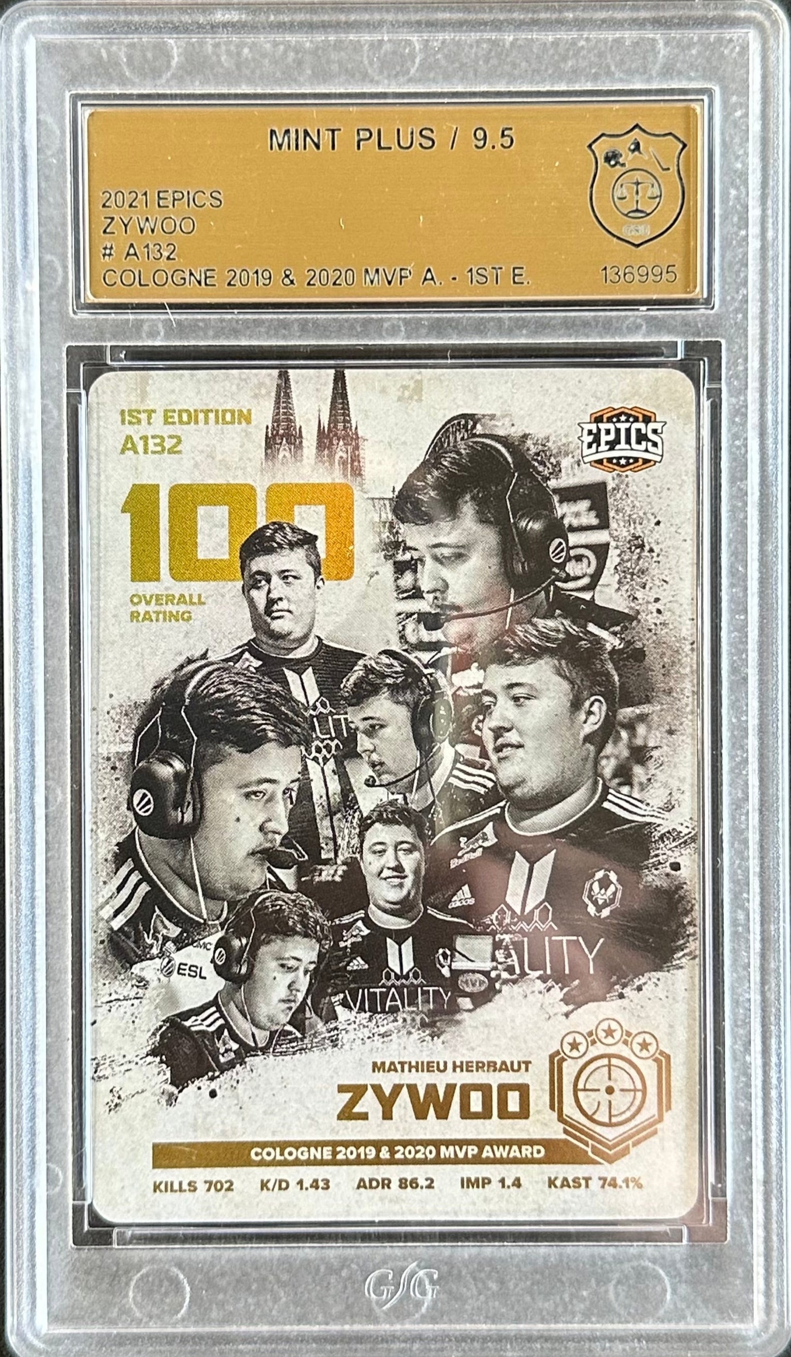 GSG 9.5 Zywoo #A132 1st Edition 2021 Epics Cologne MVPs - Rare Collectible CS:GO Esports Trading Card for Gamers & Collectors
