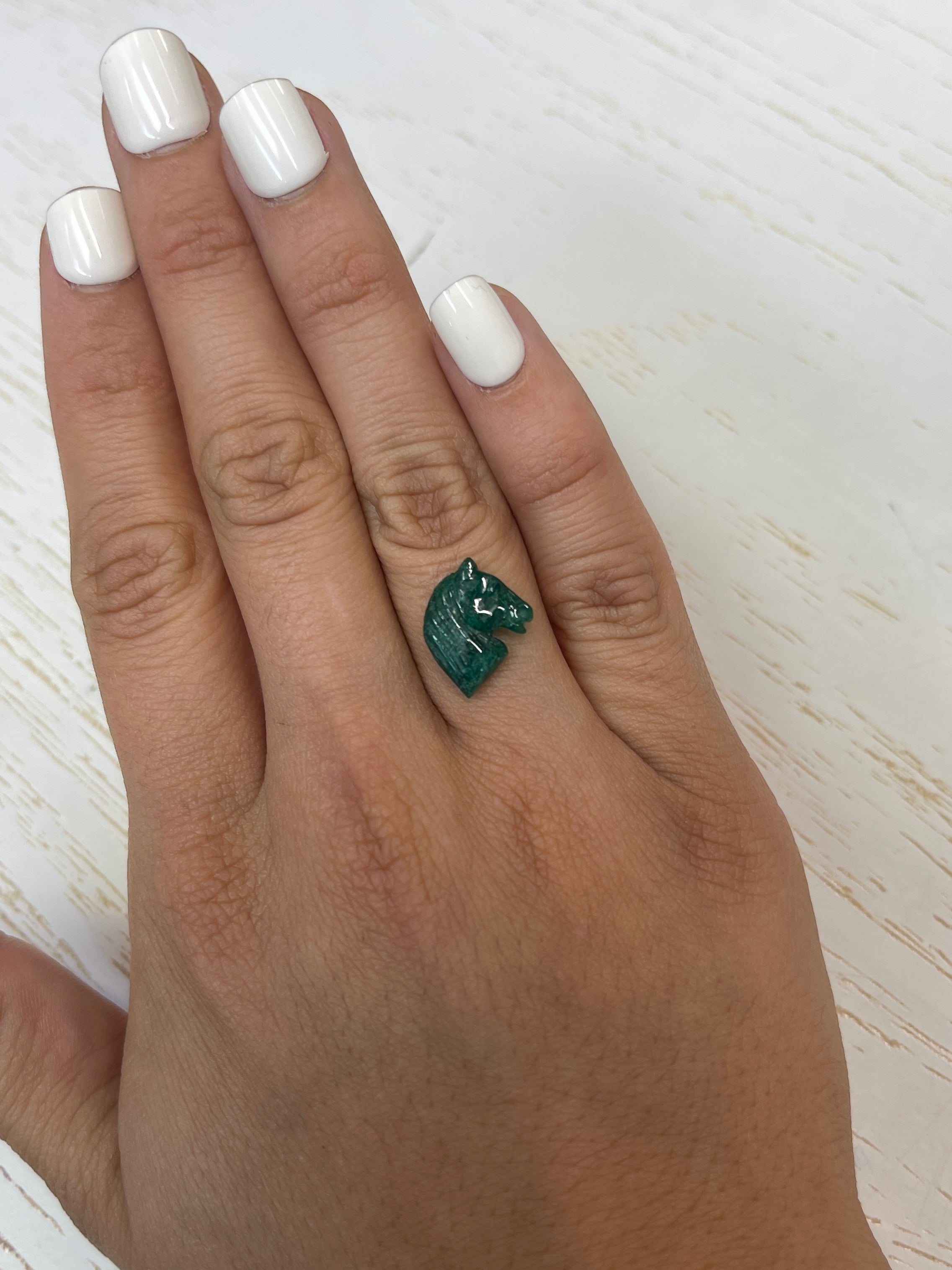 4.28 Carat 16mm x 13mm Genuine Hand-Carved Emerald Horse Head Pendant - Perfect for Jewelry Making, Gift Giving & Spiritual Healing