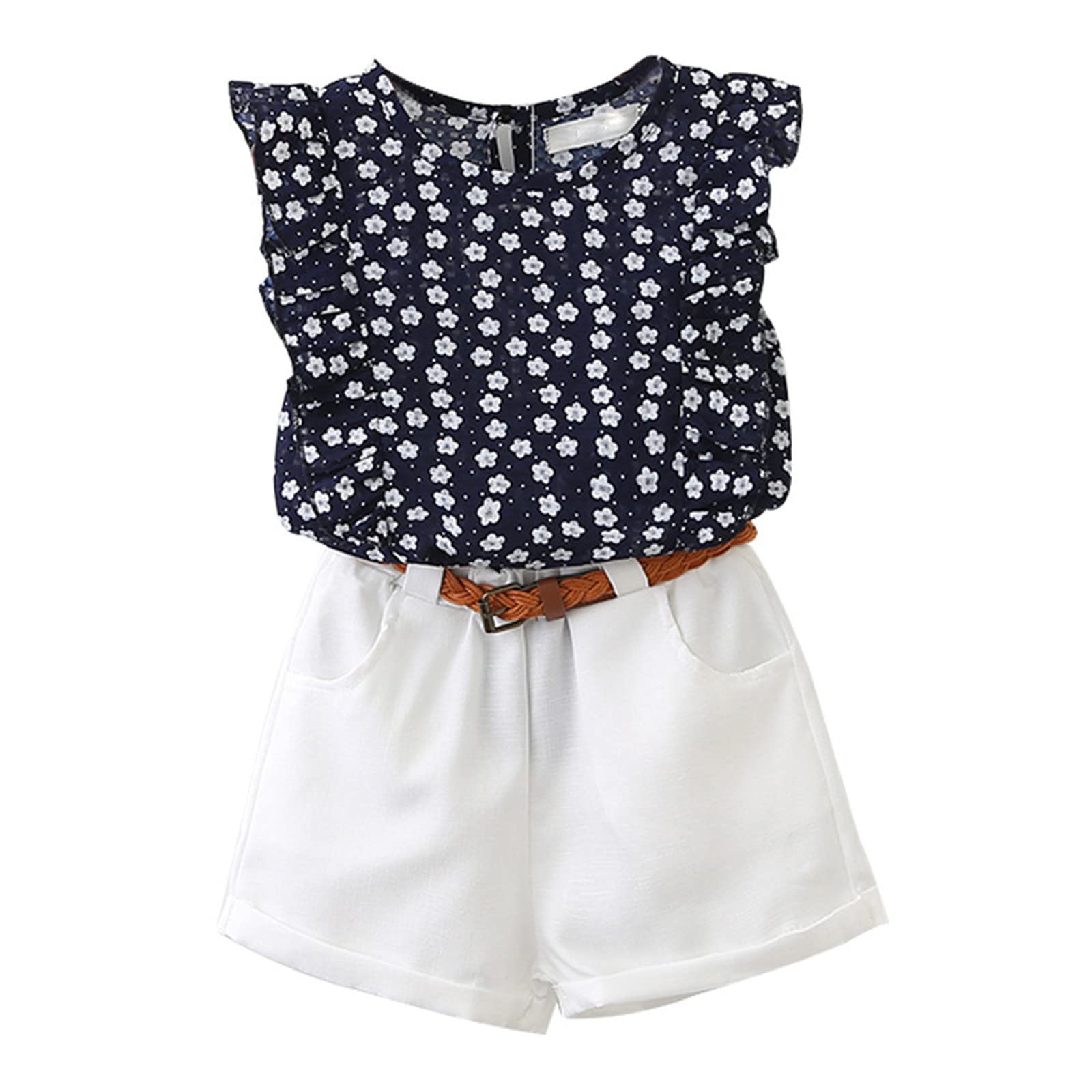 Baby Girls Matching Floral Outfit Set - 2PCS Toddler Summer Blouse & Sleeveless Patchwork Top | Cute Casual Wear for Playdates, Beach & Family Photos