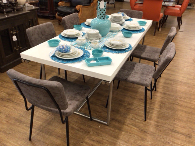 6-Piece Vinyl Upholstered Metal Frame Dining Chairs Set - Modern Kitchen & Dining Room Furniture for Home & Restaurant Use