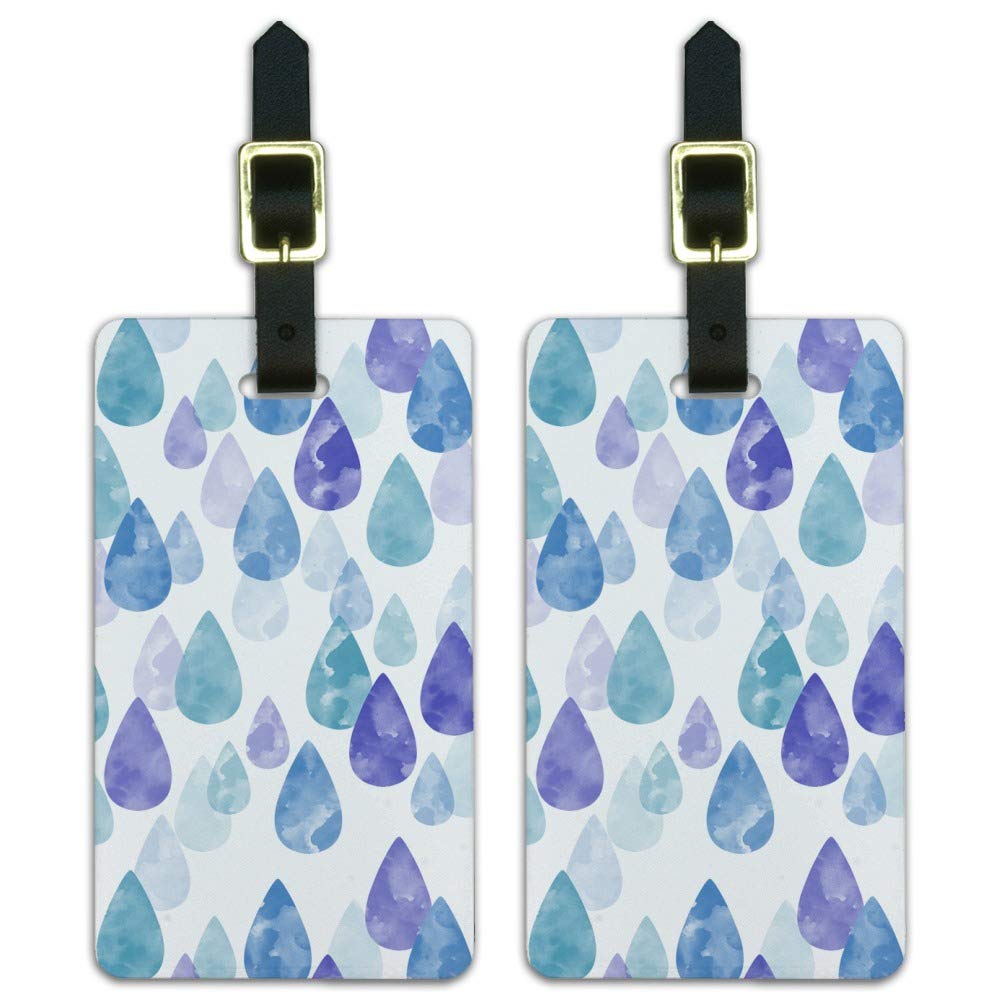 Waterproof Luggage Tags with Watercolor Raindrops Design - 2 Pack Durable Suitcase ID Tags for Travel, Carry-On Bags & Backpacks - Perfect for Airports, Business Trips & Vacation Identification
