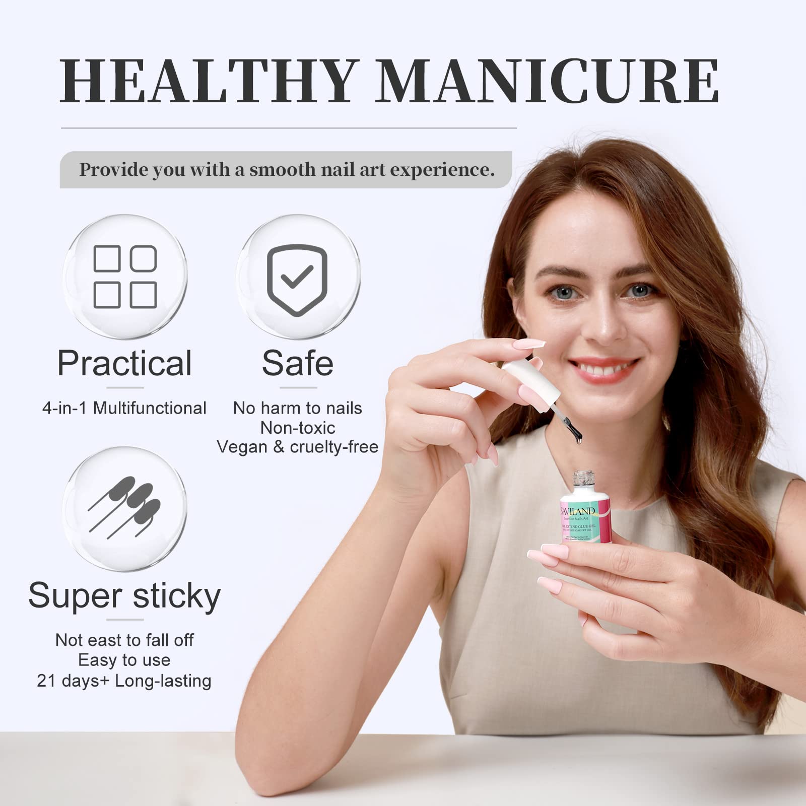 SAVILAND 15ML UV Gel Nail Glue - Super Strong Adhesive for Press On Nails & Tips | Long Lasting Manicure Art Glue | Requires Nail Lamp | Perfect for Salon Professionals & DIY Nail Enthusiasts