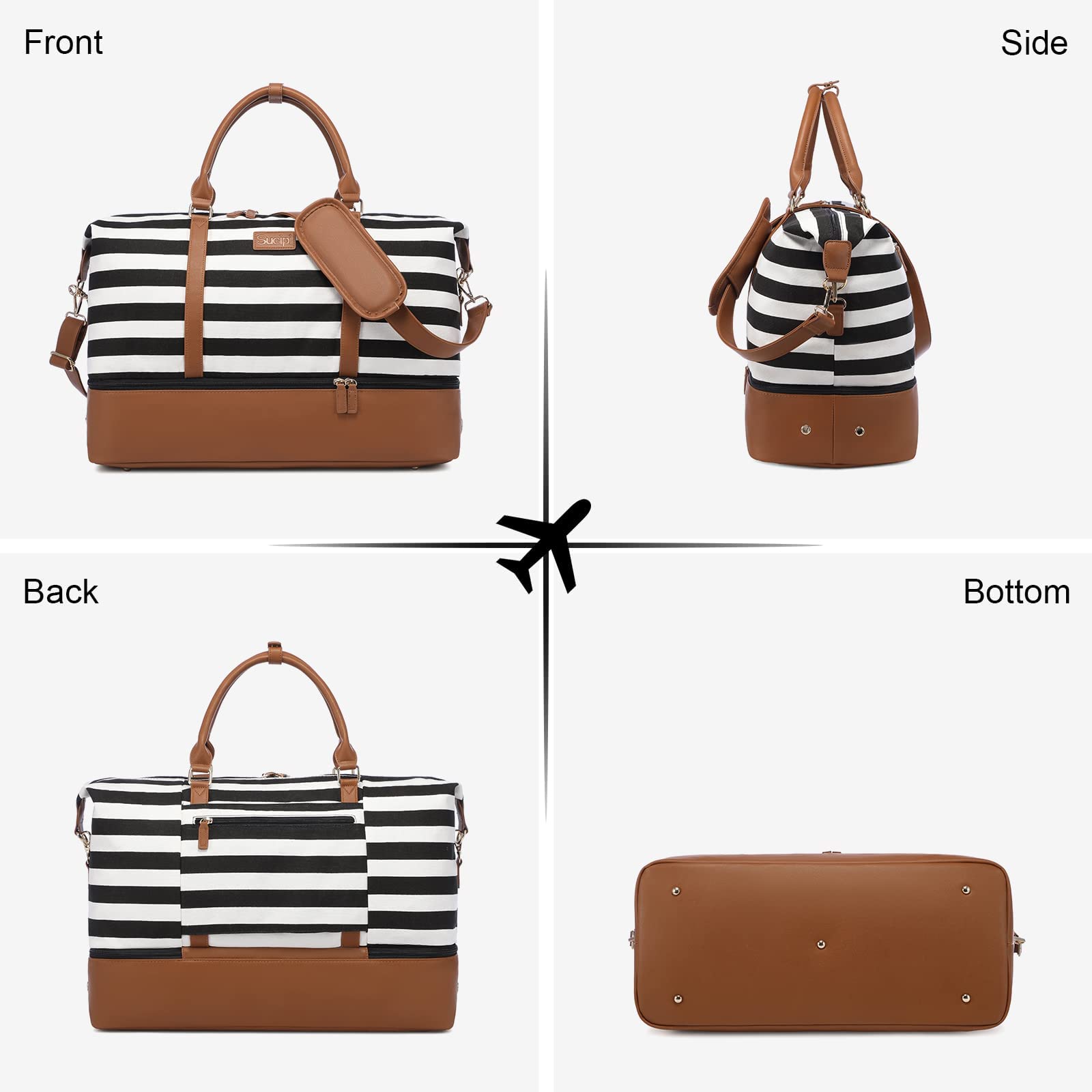 Stylish Canvas Weekender Bag for Women - Spacious Travel Duffle with Shoe Compartment & Toiletry Pouch - Perfect Carry-On Gym Bag, Overnight Trip, Hospital Visit & Labor Delivery - Ideal for Weekend Getaways, Workouts & Travel Essentials