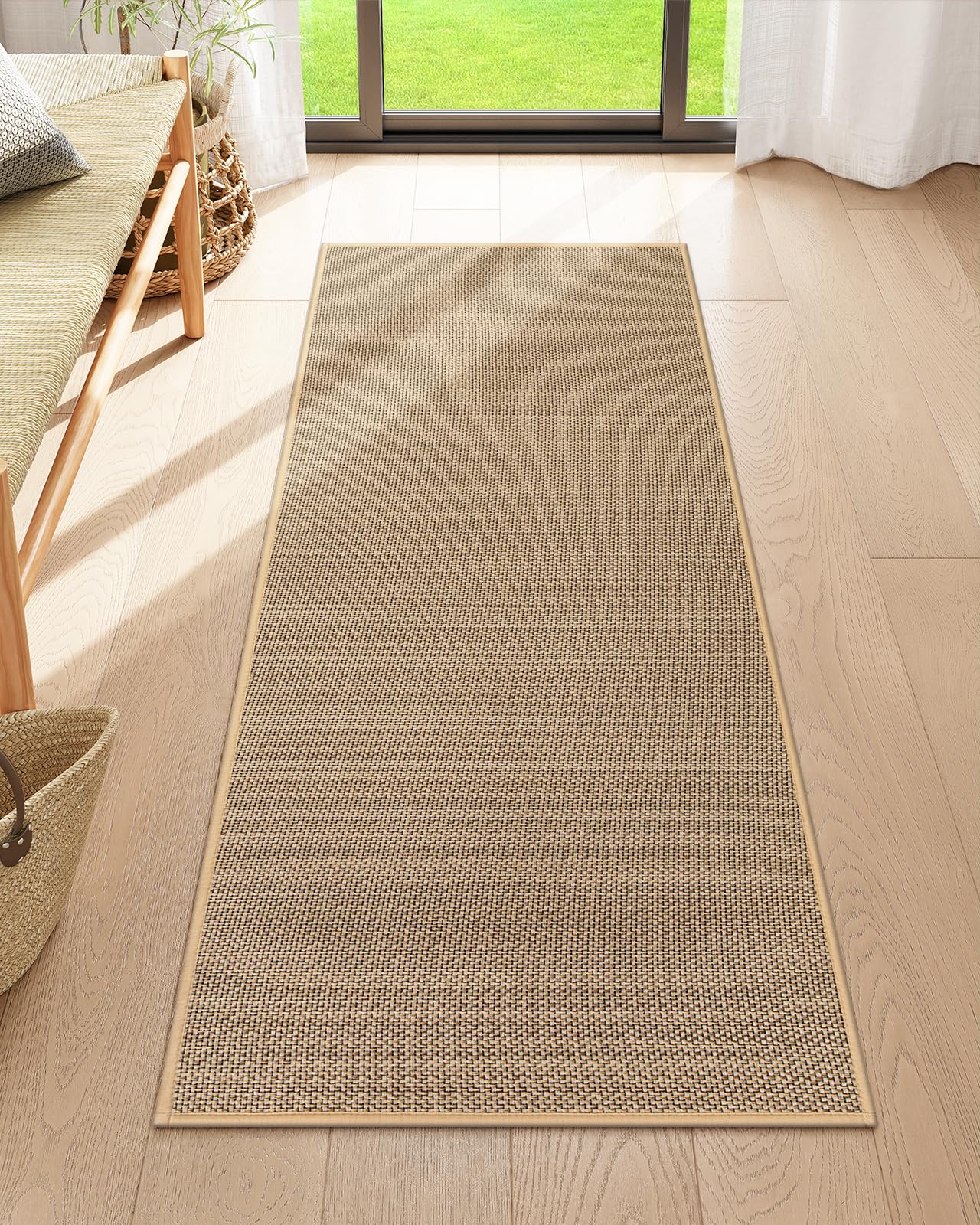 Lahome Farmhouse Kitchen Runner Rug 2x5 - Non Slip Washable Entryway Carpet for Hallway, Bathroom & Kitchen Floor - Neutral Beige Farmhouse Decor | Perfect for High Traffic Areas & Cozy Home Style