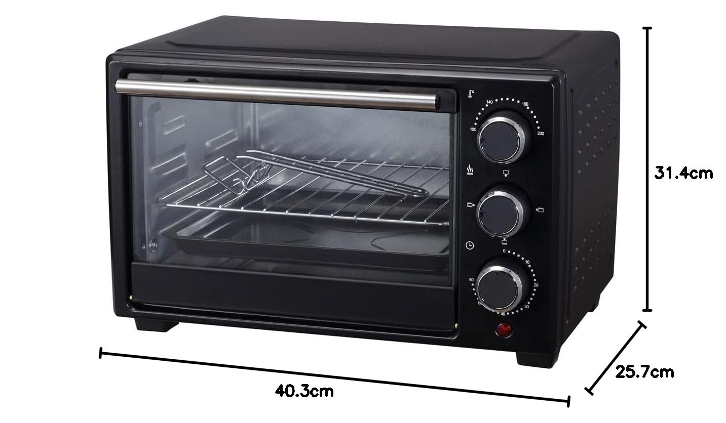PYRAMIDEA 20L Electric Oven 1280W with Timer - Black (FO2006) - Perfect for Baking, Roasting & Grilling at Home