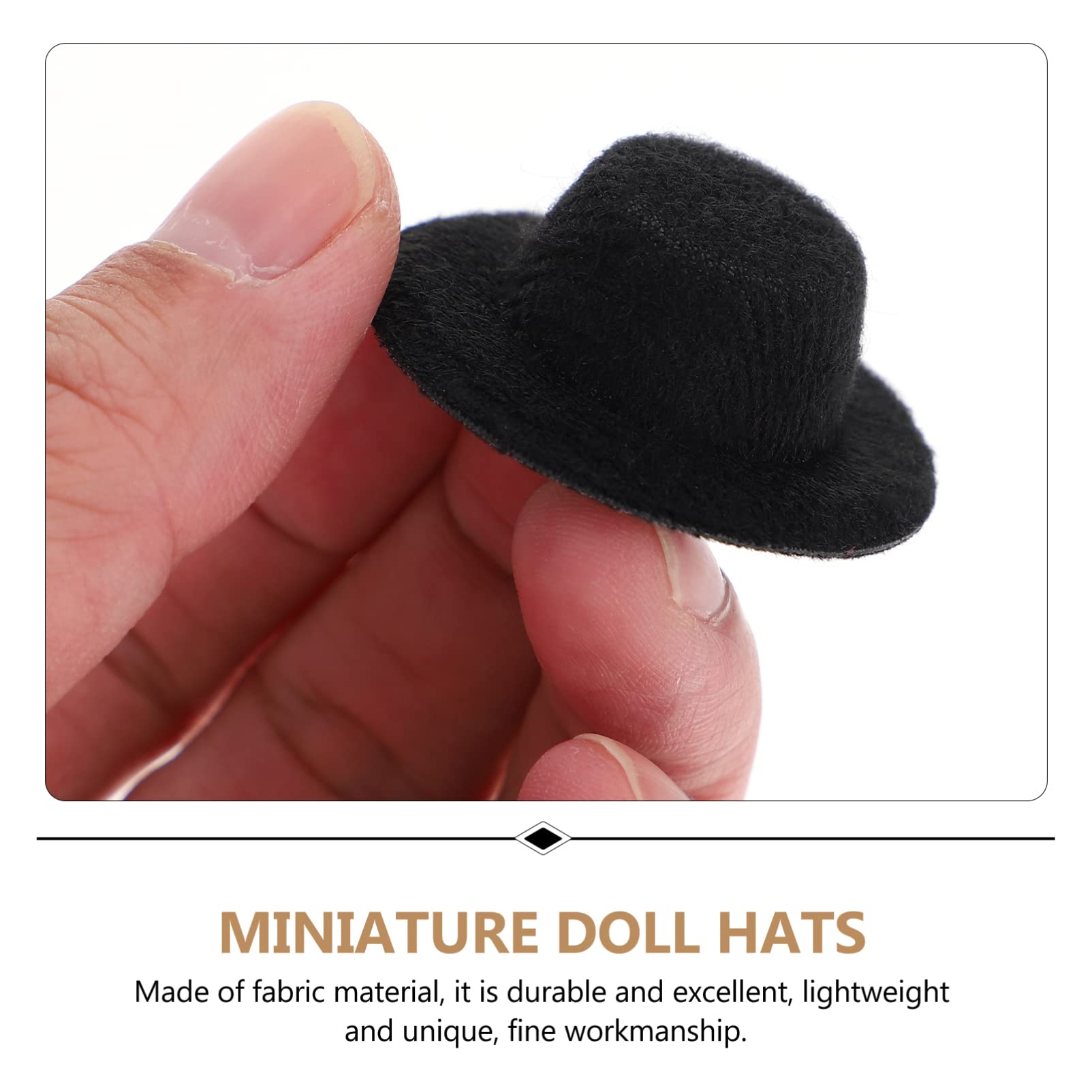 20-Pack Mini Black Formal Hats for Dolls - 4cm/1.57
