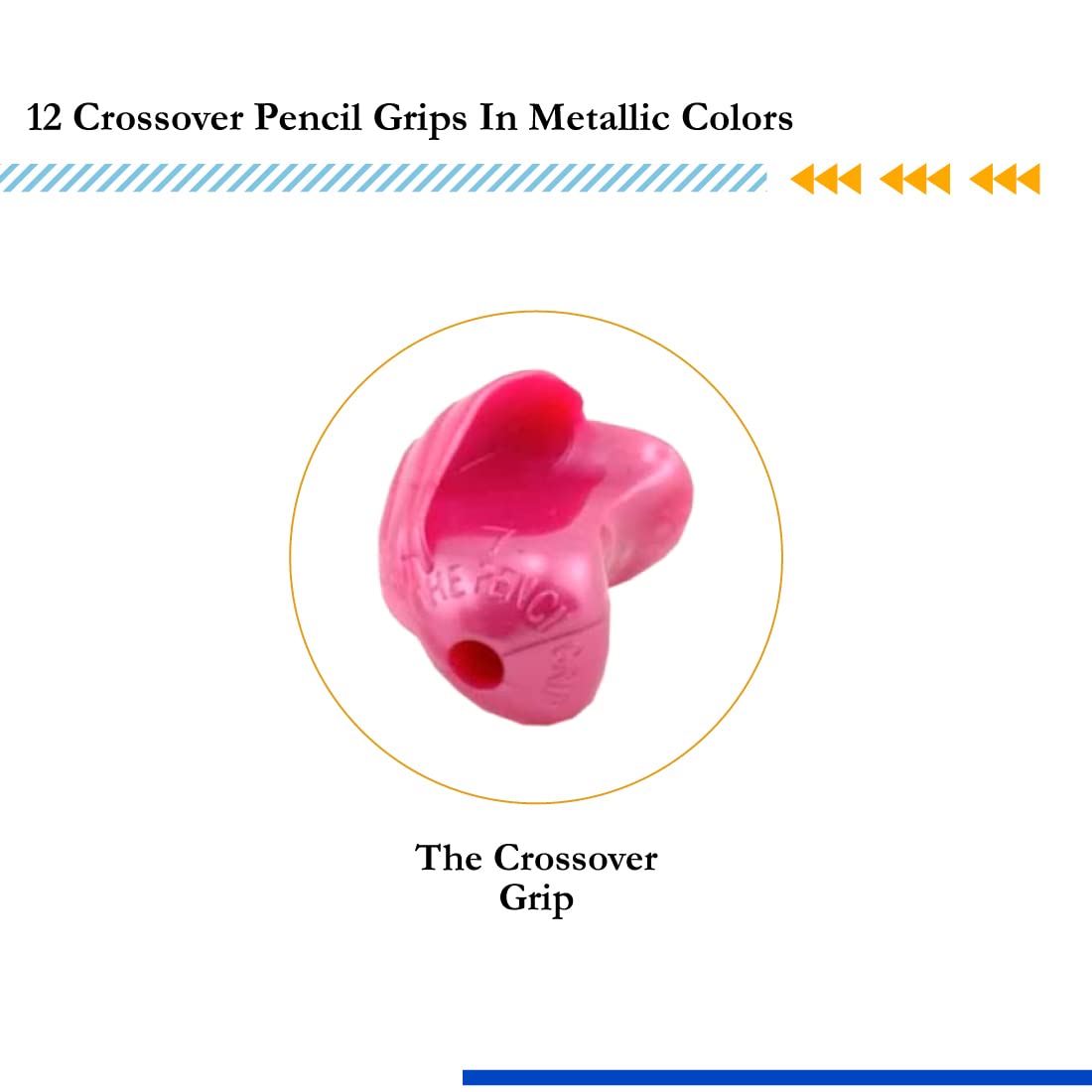 The Pencil Grip Crossover Grip - Ergonomic Writing Aid for Kids & Adults, Metallic Colors (12 Pack) - Perfect for Handwriting Practice, Occupational Therapy & Improving Penmanship