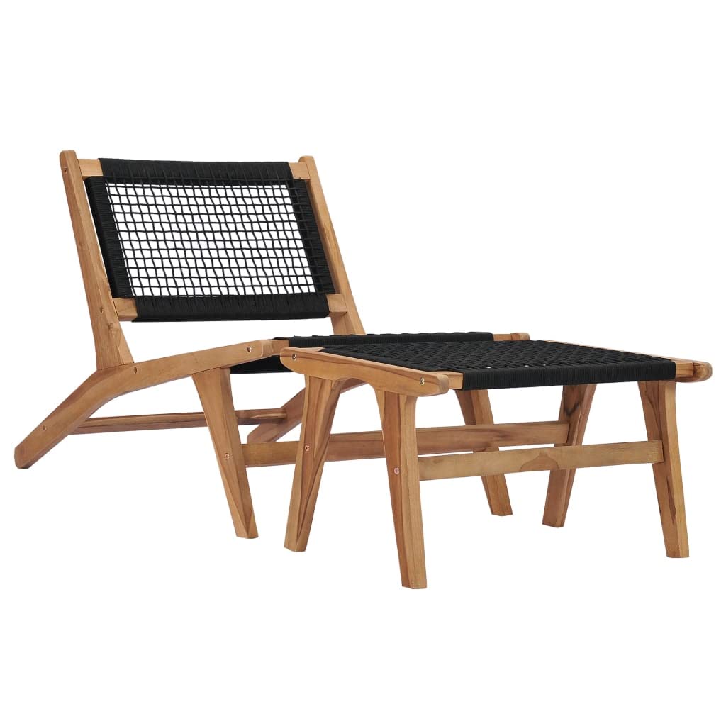 Premium CHARMMA Sun Lounger with Adjustable Footrest - Solid Teak Wood & Durable Rope Design - 11.42KG Weight Capacity - Perfect for Poolside, Beach, Patio, and Outdoor Relaxation