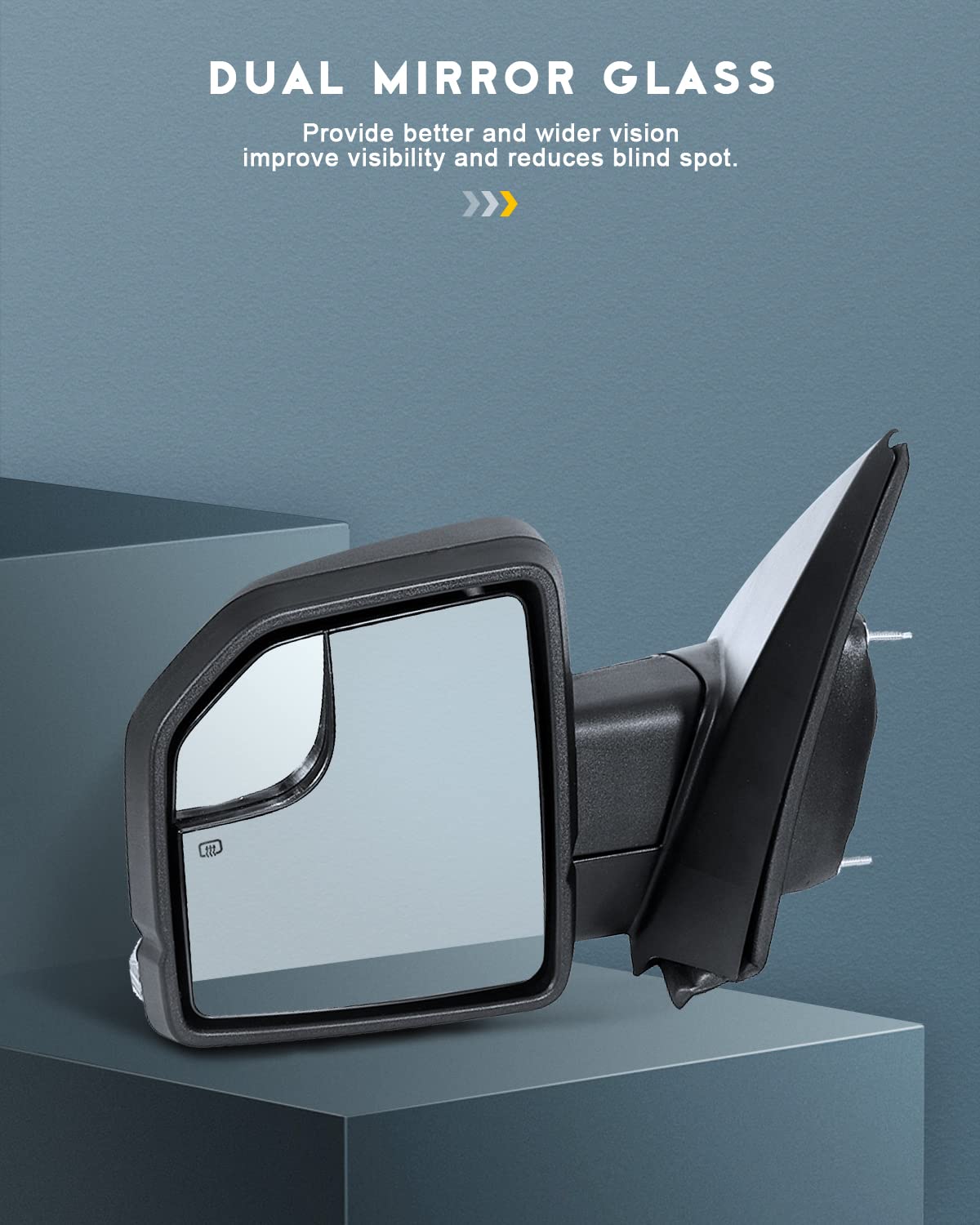 OCPTY Power Heated Towing Mirrors with Turn Signal & Black Housing - Manual Folding Fit for 2015-2019 Ford F150 Pickup Truck (Left Driver & Right Passenger Side) - Perfect for Towing, Off-Roading & Enhanced Visibility