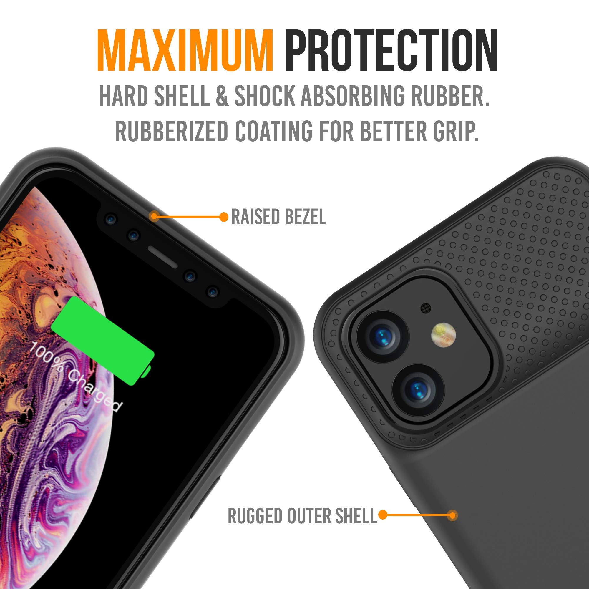 Alpatronix 5500mAh Slim Battery Case for iPhone 11 & iPhone XR (6.1 inch) - Protective Extended Wireless Charging Case with Rechargeable Power Bank | Perfect for Travel, Work & Outdoor Activities - Black
