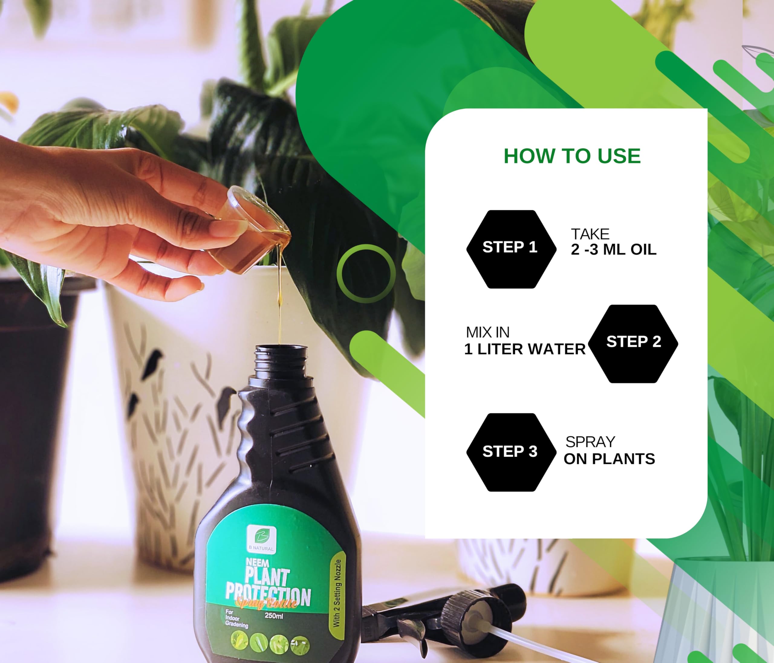 Pure Cold Pressed Water Soluble Neem Oil 250ml for Plants - Organic Pest Control for Aphids, Fungus, Thrips & Mildew - Indoor/Outdoor Garden Use with Free Spray Gun (Makes 50 Neem Spray Bottles) - Perfect for Organic Gardening & Plant Protection