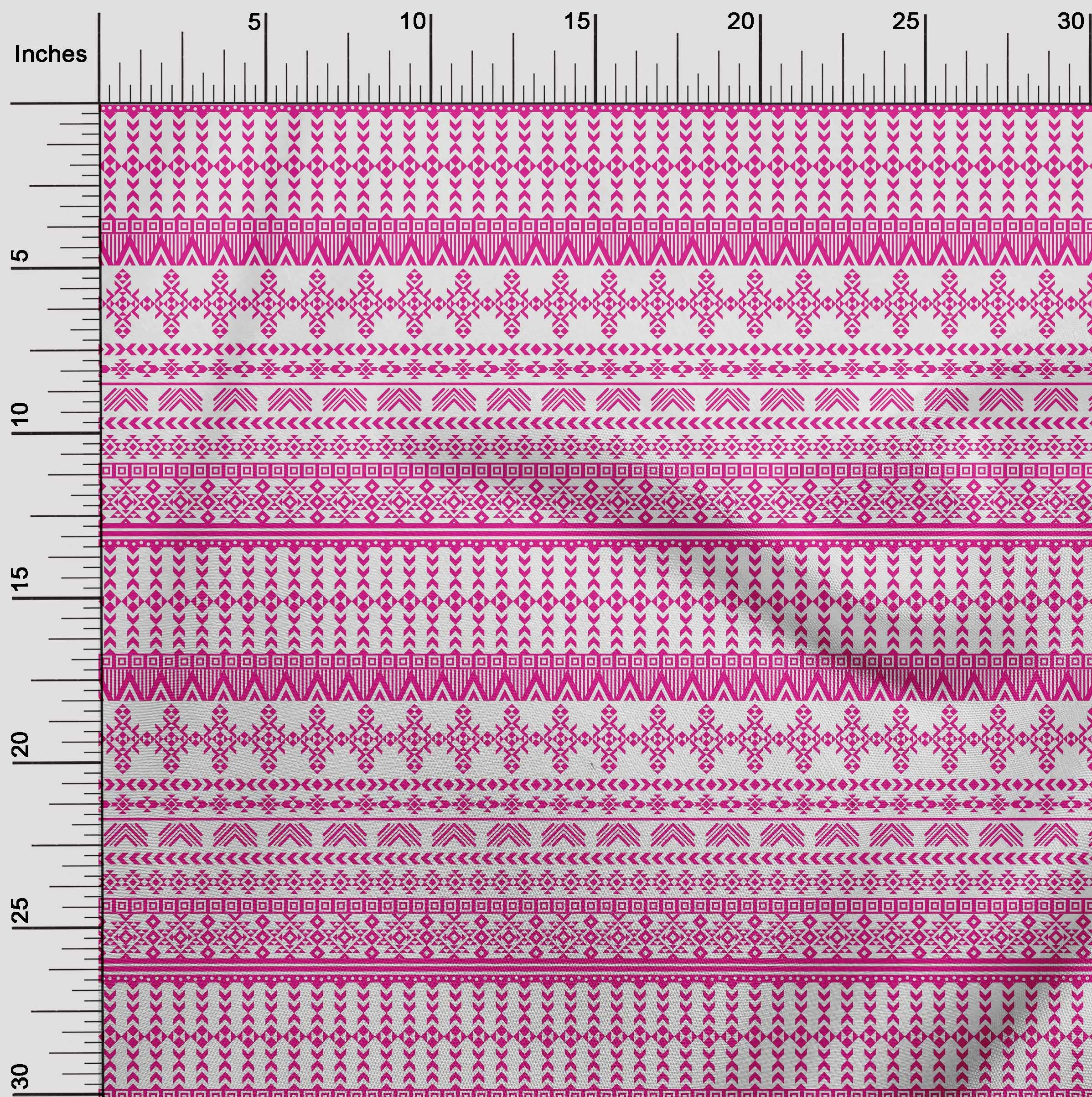 oneOone Polyester Spandex Fuschia Pink Geometric Tribal Print Fabric by The Yard - 56 Inch Wide Dress Material for DIY Fashion, Home Decor & Craft Projects