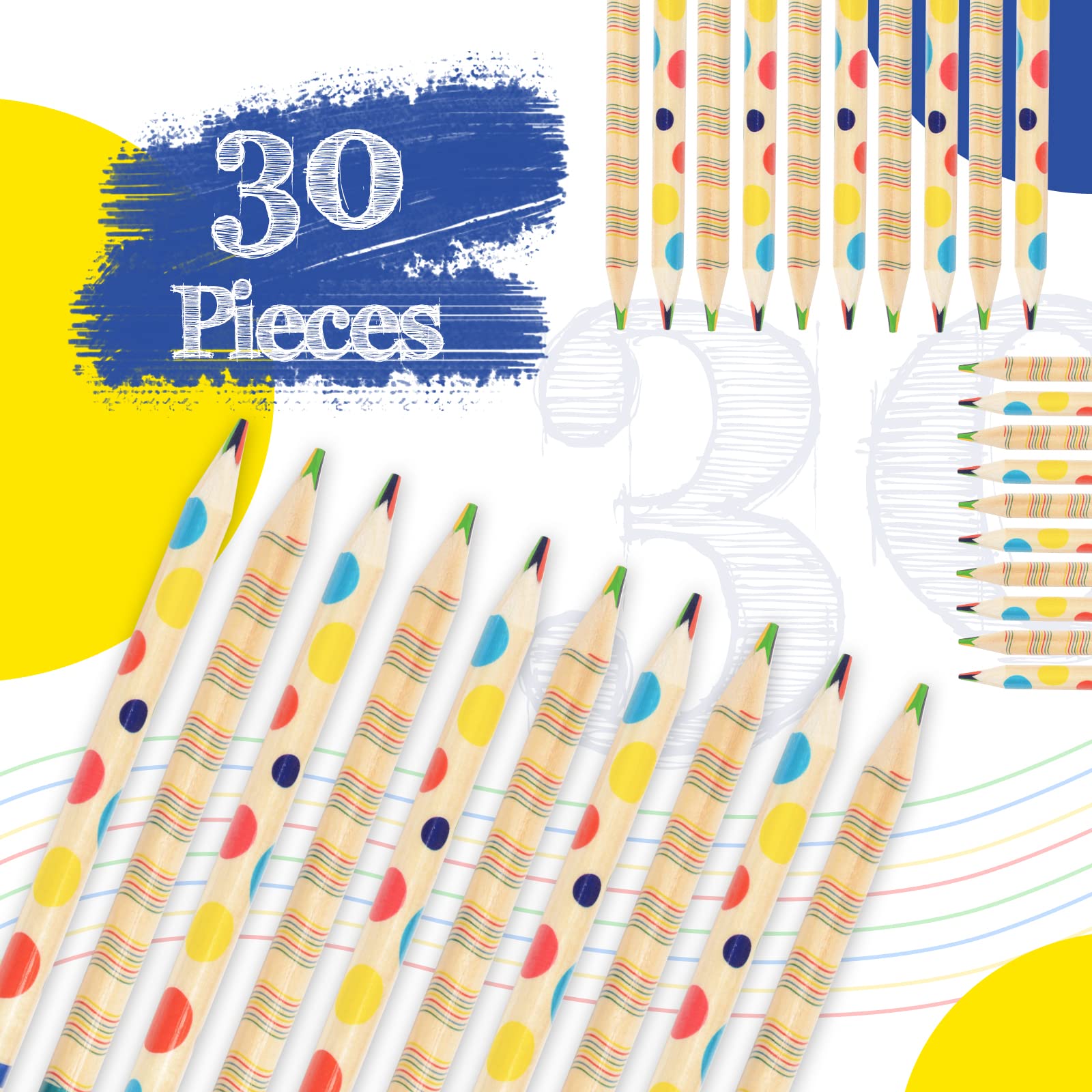 30-Piece Rainbow Colored Pencils Set for Kids - 4-in-1 Multicolor Easter Basket Stuffers, Fun Writing & Drawing Tools for School, Art Projects & Easter Gifts