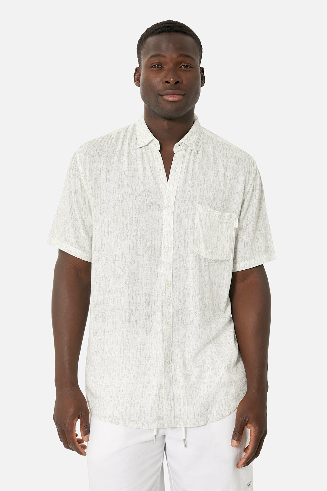 Ipanema Short Sleeve Shirt for Men & Women - Breathable Cotton Blend, White & Sage Green - Perfect for Casual Wear, Beach Outings & Summer Fashion