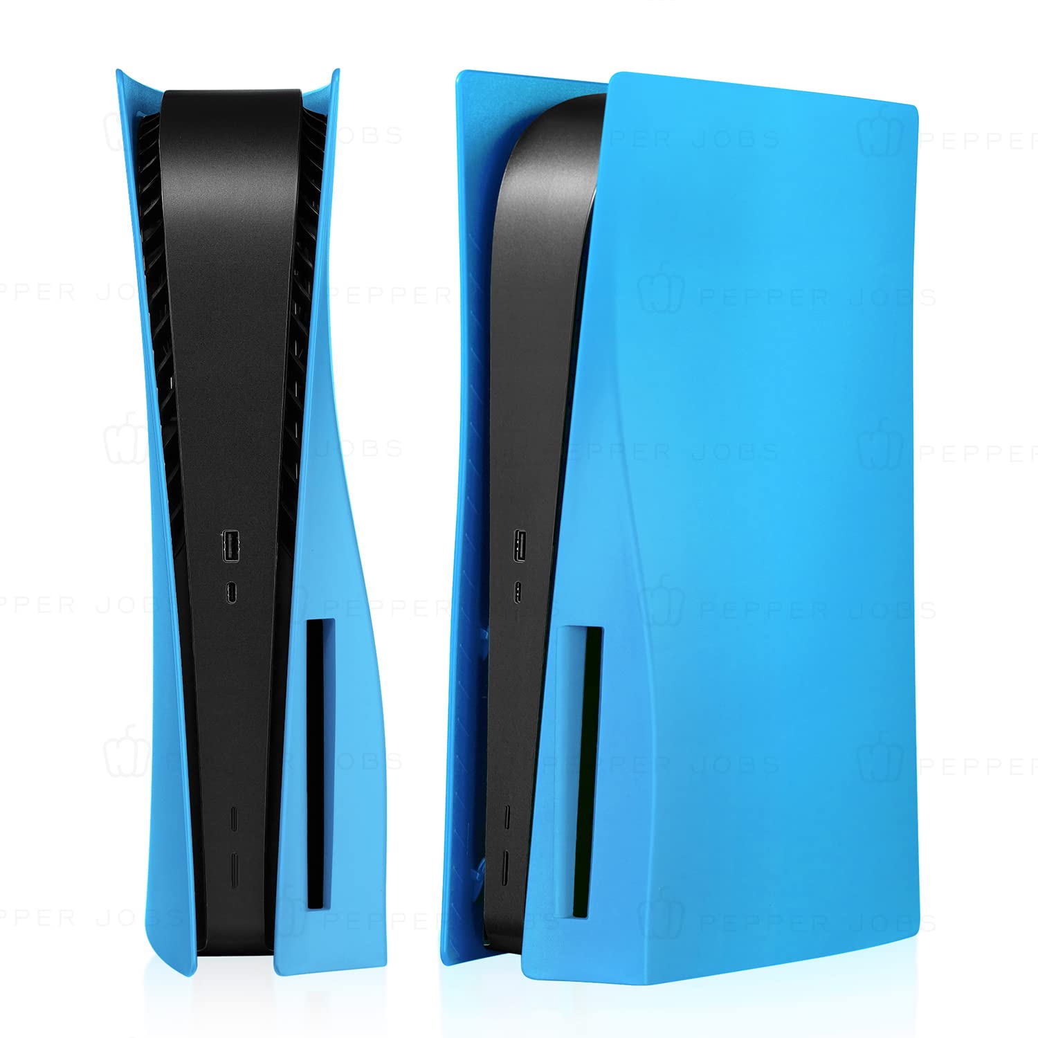 PEPPER JOBS Shockproof PS5 Console Cover - Hard ABS Protective Case with Anti-Scratch & Dustproof Design for PS5 Disc Edition (Starlight Blue) | Perfect for Gaming Protection & Home Decor