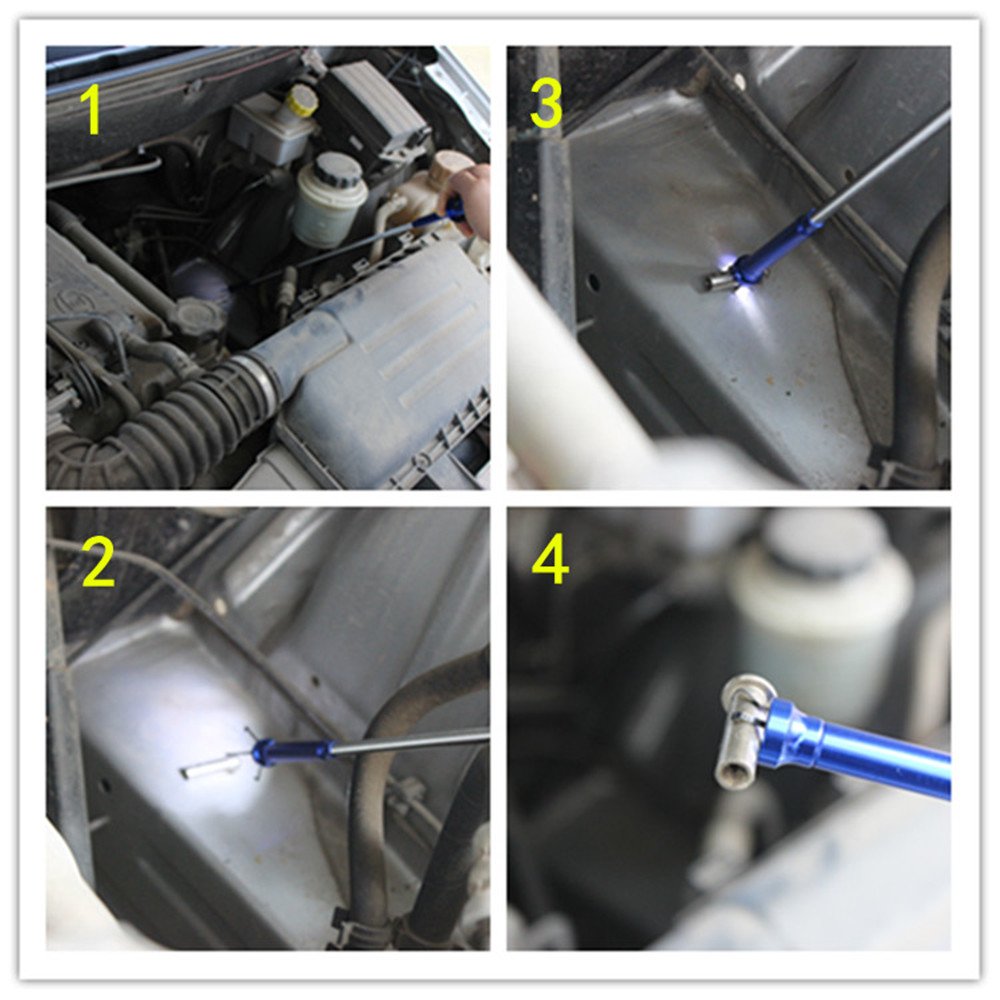 LED Telescoping Inspection Mirror & Magnetic 4-Claw Grabber Tool Set - Flexible Extendable Pickup Tool for Hard-to-Reach Areas - Perfect for Mechanics, Electricians & Home Repairs