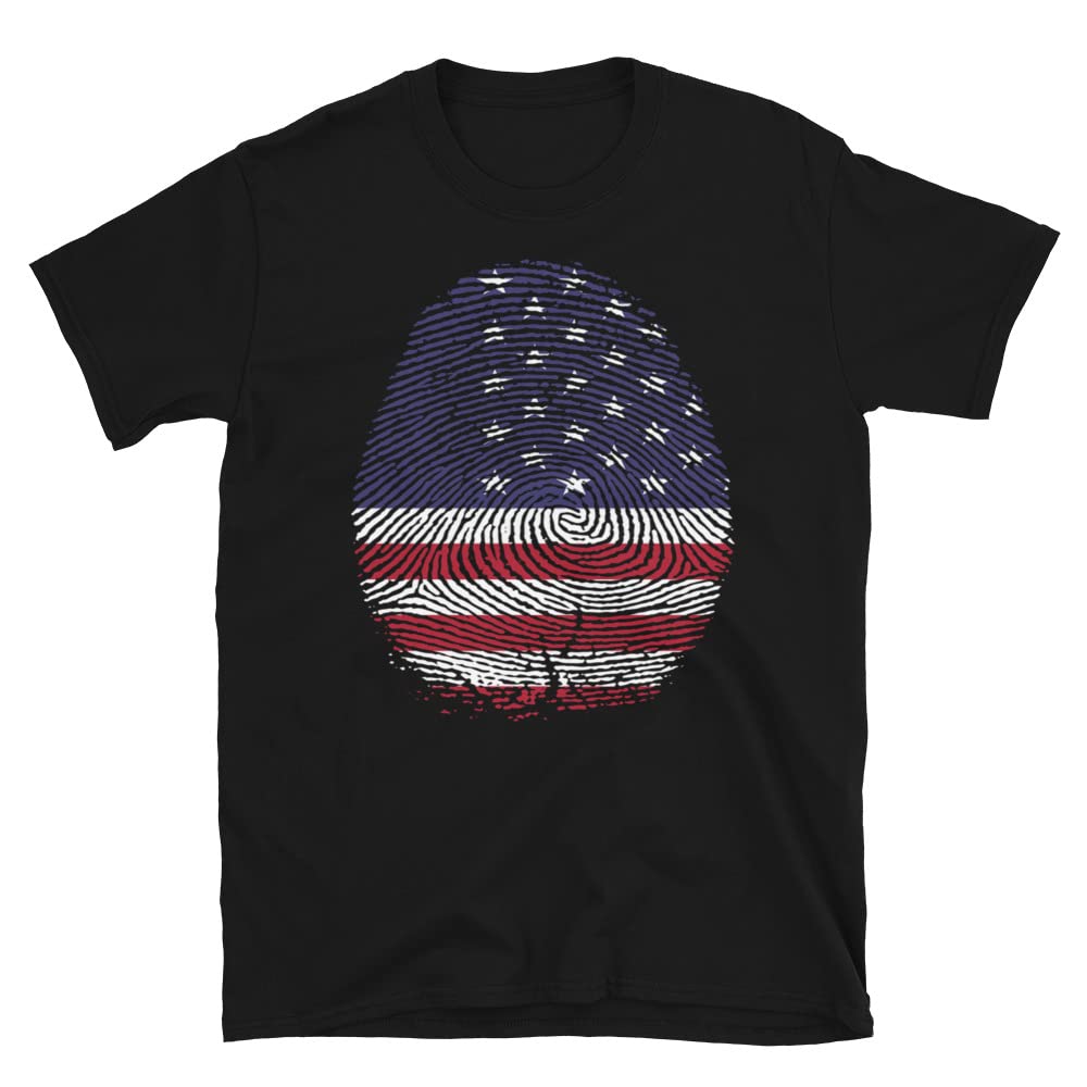Patriotic USA Flag Fingerprint T-Shirt - American Pride Graphic Tee for Men & Women - Perfect for 4th of July, Memorial Day & Veterans Day Celebrations
