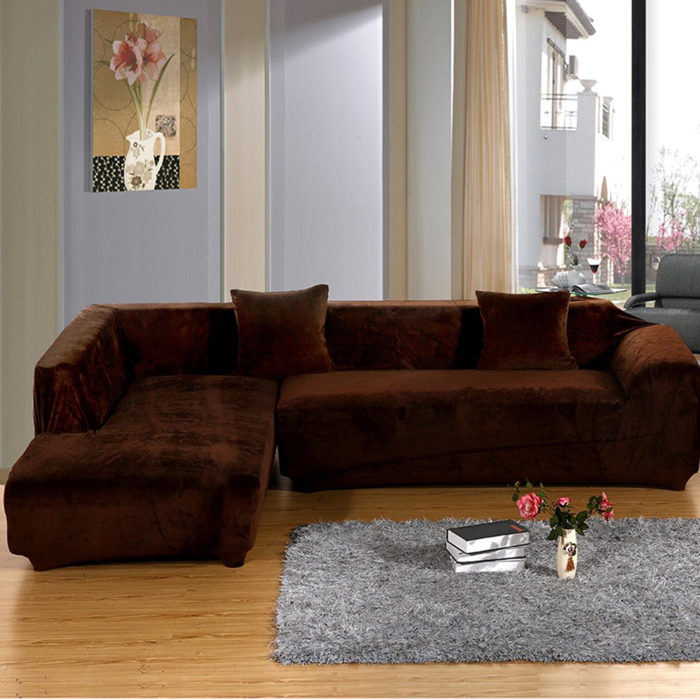 Premium Pet-Friendly Furniture Protector - High Elasticity Thick Plush Sofa Cover for Dogs, Solid Color Couch Throw Pad for U-Shaped & Sectional Sofas (55x73 Inch) - Perfect for Pet Owners, Living Room & Home Decor